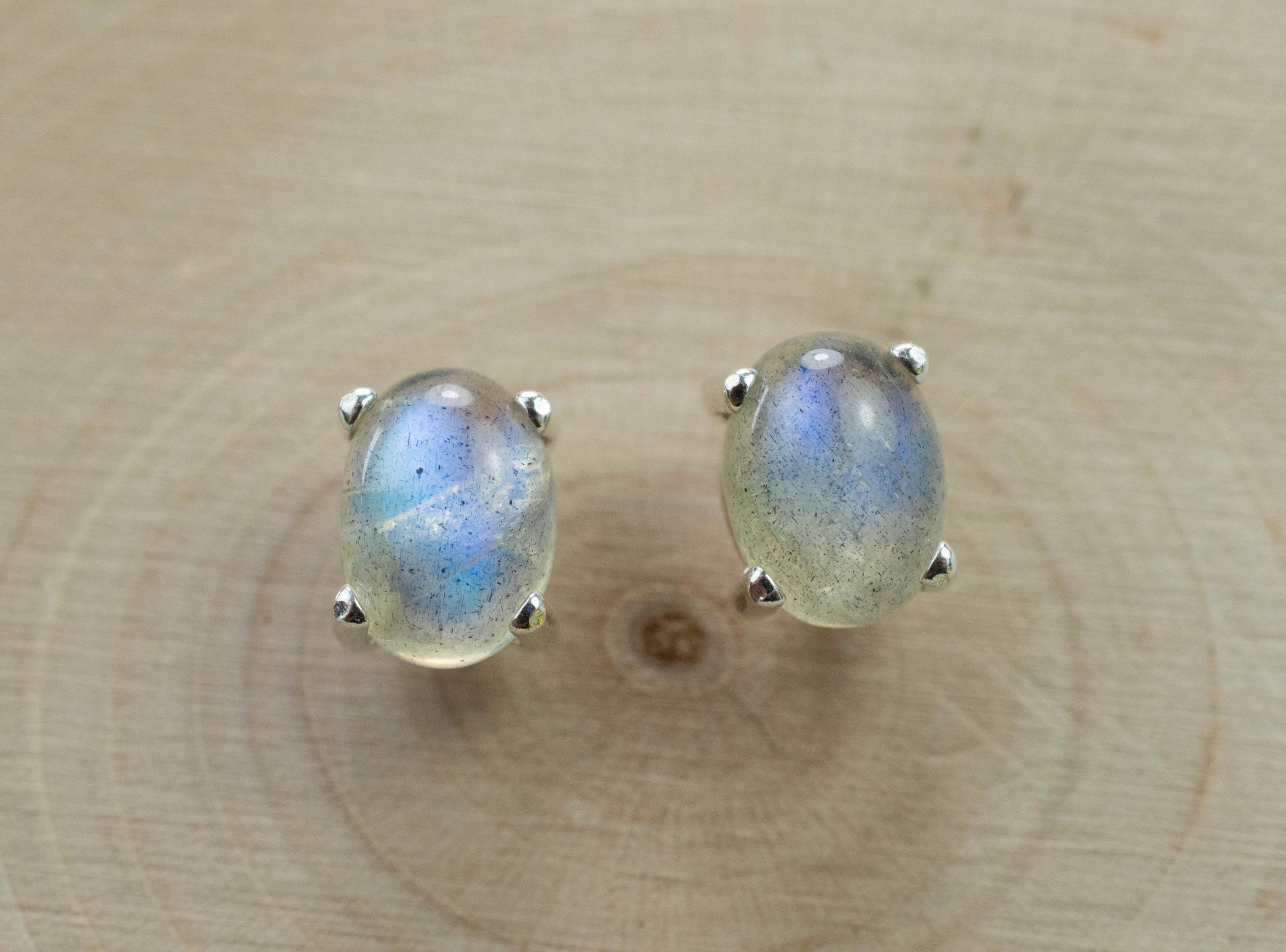 Labradorite Earrings; Natural Untreated Madagascar Labradorite; 2.885cts - Mark Oliver Gems