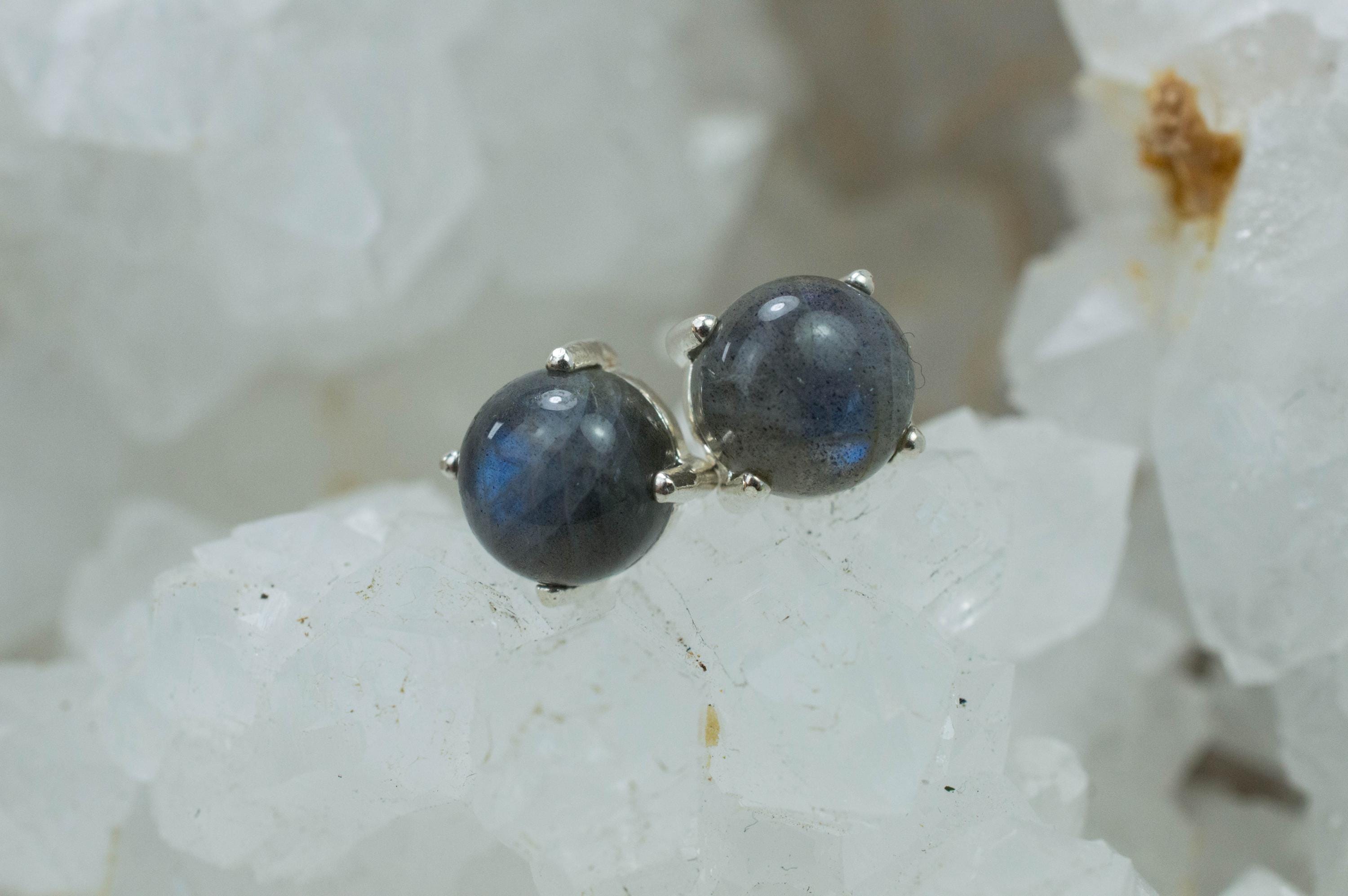 Labradorite Earrings; Natural Untreated Madagascar Labradorite; 3.425cts - Mark Oliver Gems