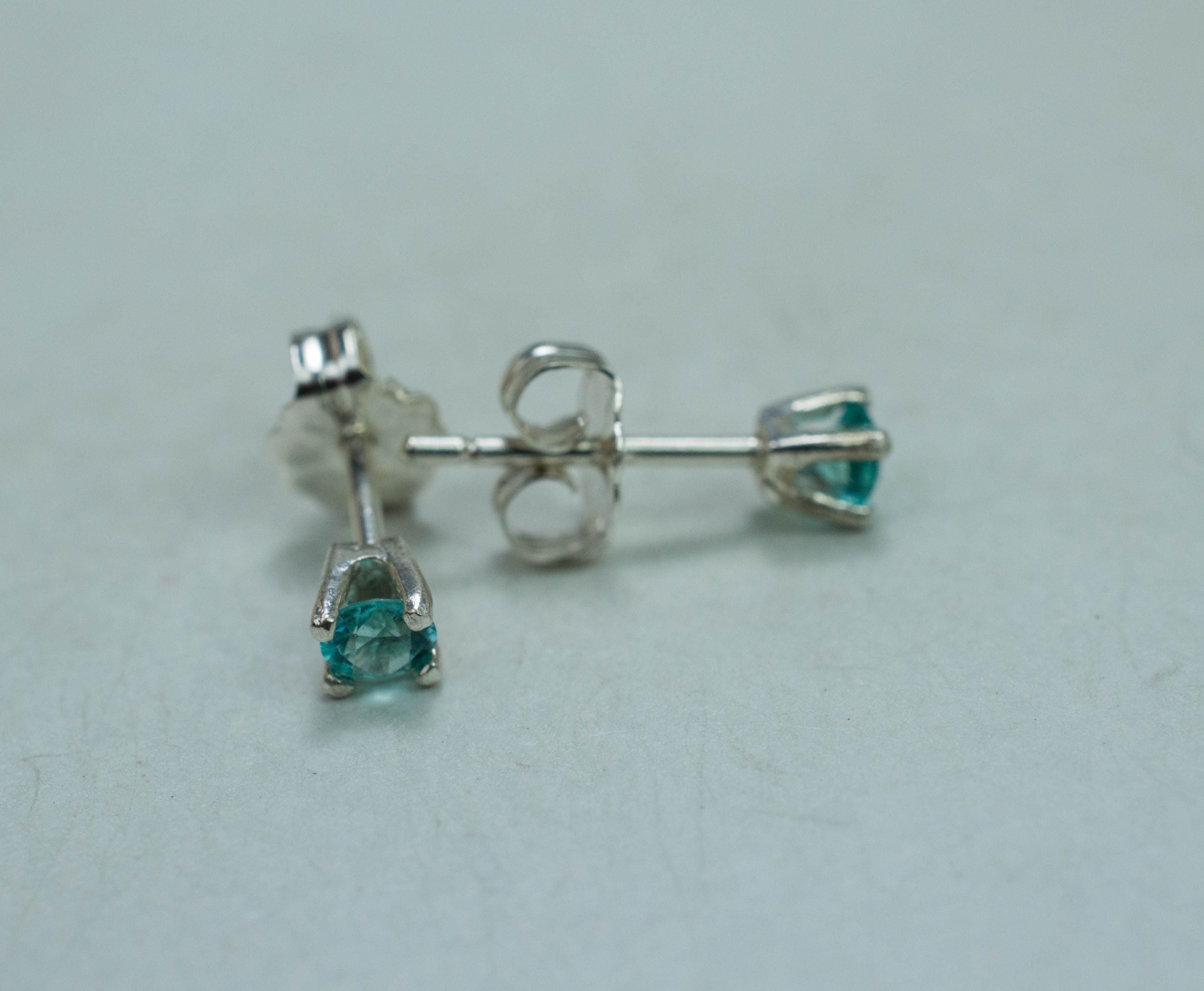 Blue Apatite Earrings; Natural Untreated Brazilian Apatite; 0.245cts - Mark Oliver Gems