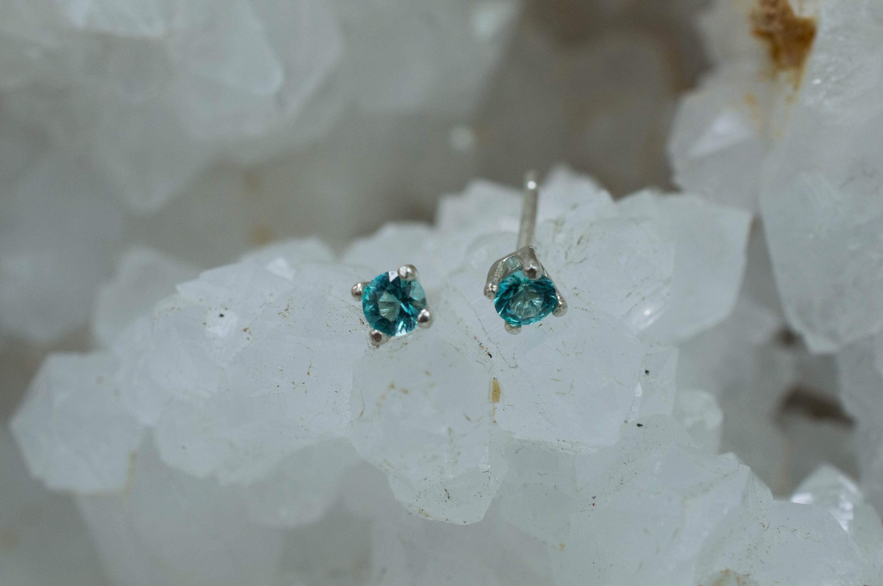 Blue Apatite Earrings; Natural Untreated Brazilian Apatite; 0.245cts - Mark Oliver Gems