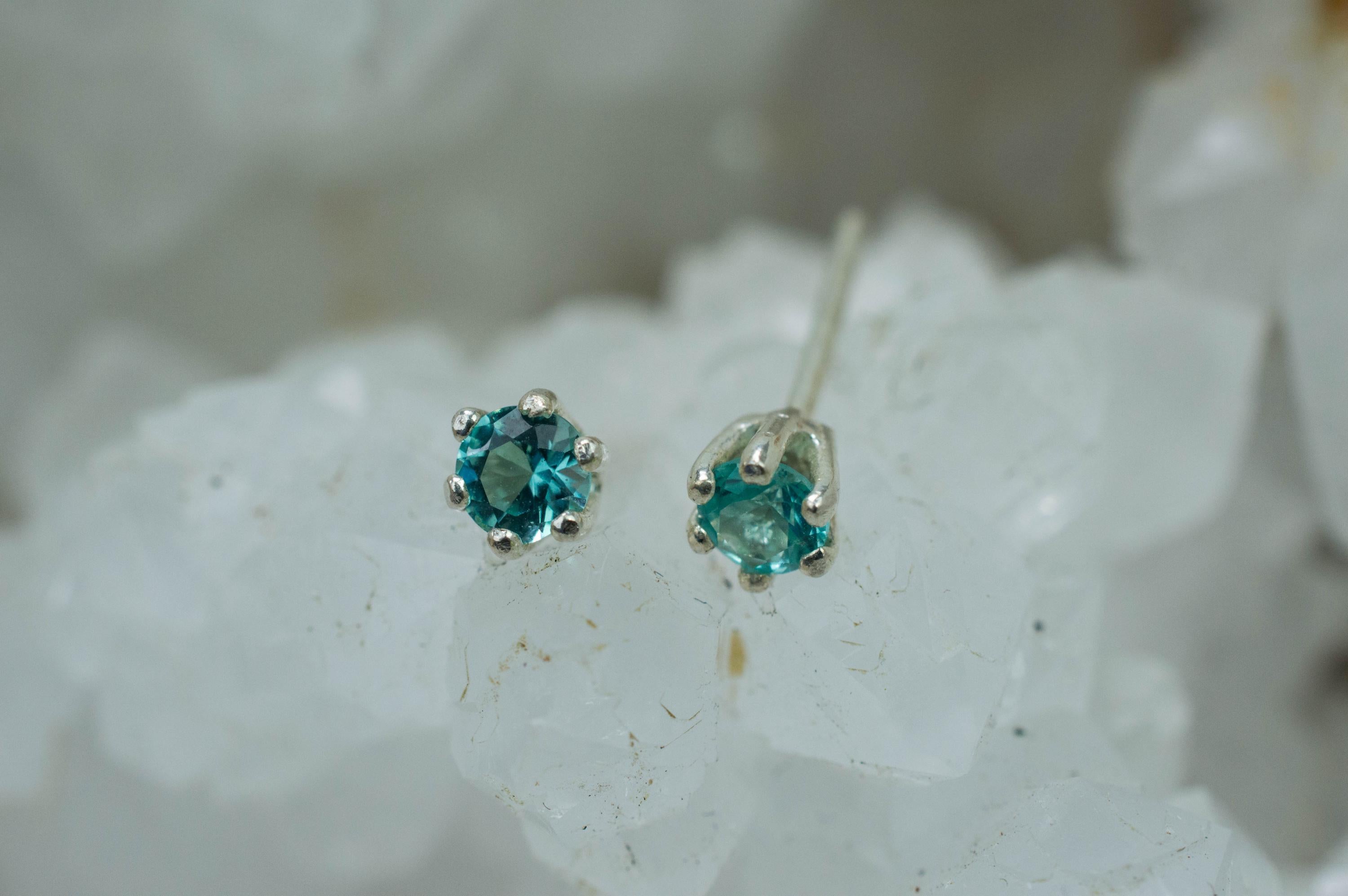 Blue Apatite Earrings; Natural Untreated Brazilian Apatite; 0.320cts - Mark Oliver Gems