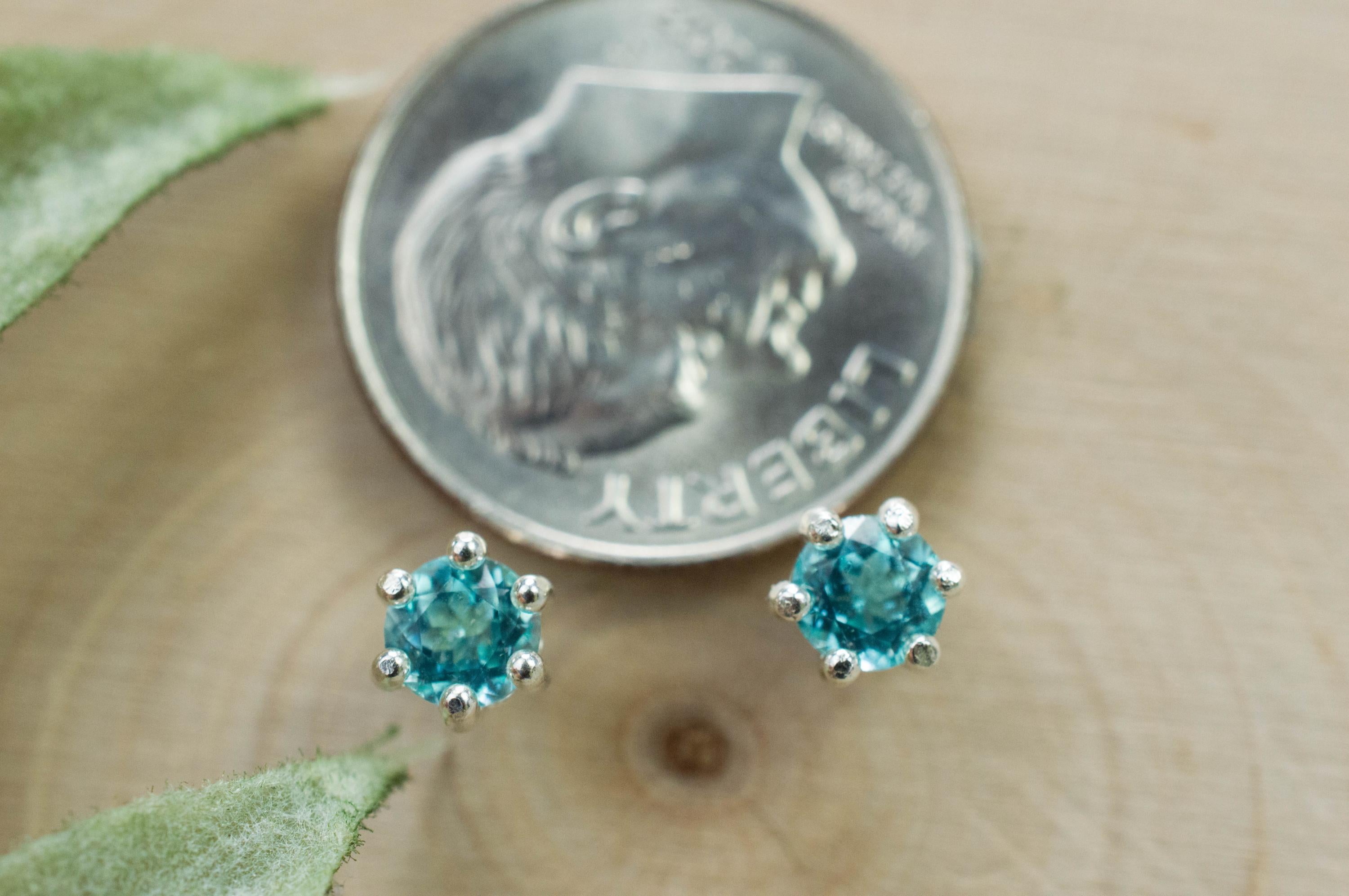Blue Apatite Earrings; Natural Untreated Brazilian Apatite; 0.530cts - Mark Oliver Gems