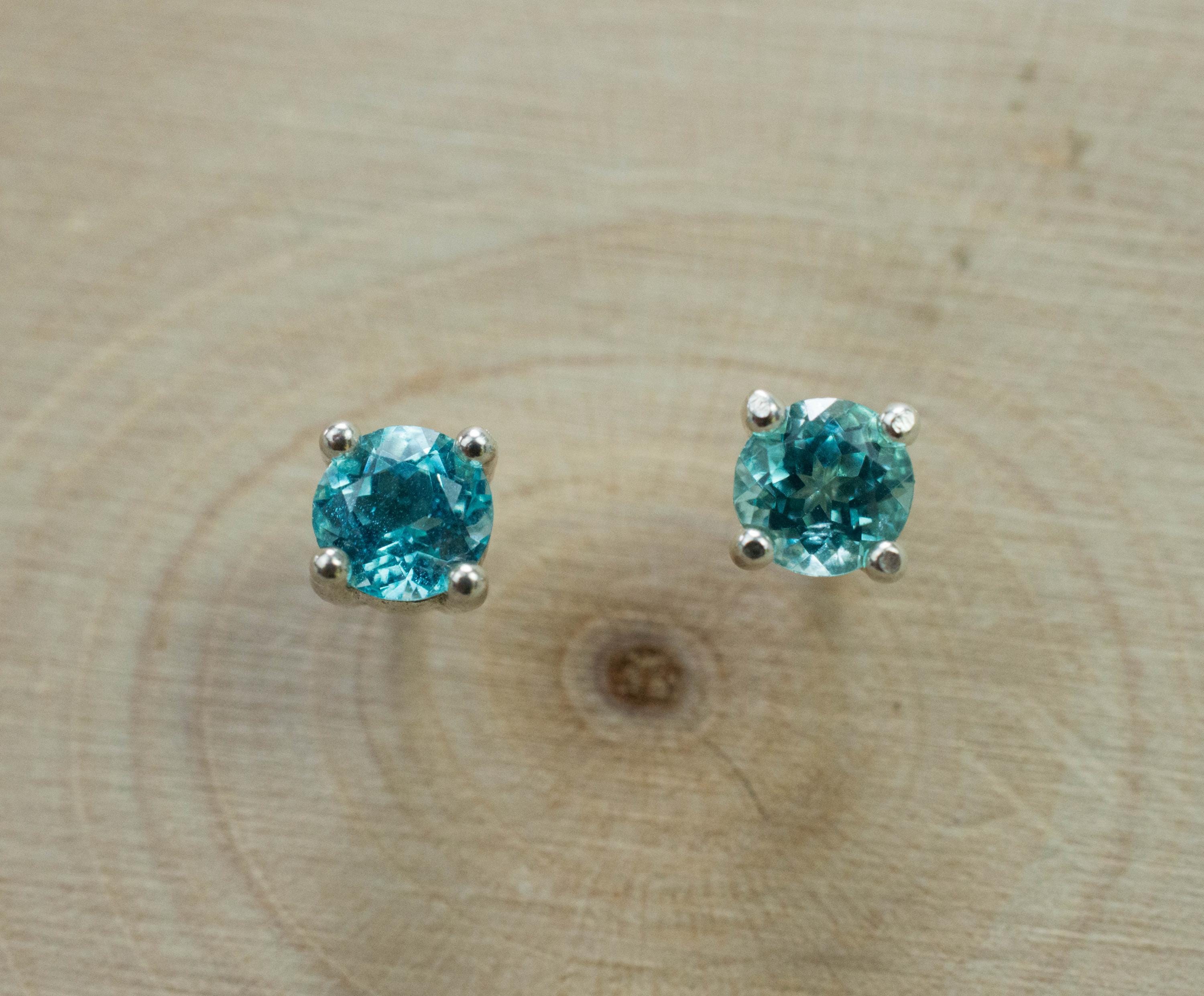 Blue Apatite Earrings; Natural Untreated Brazilian Apatite; 0.535cts - Mark Oliver Gems