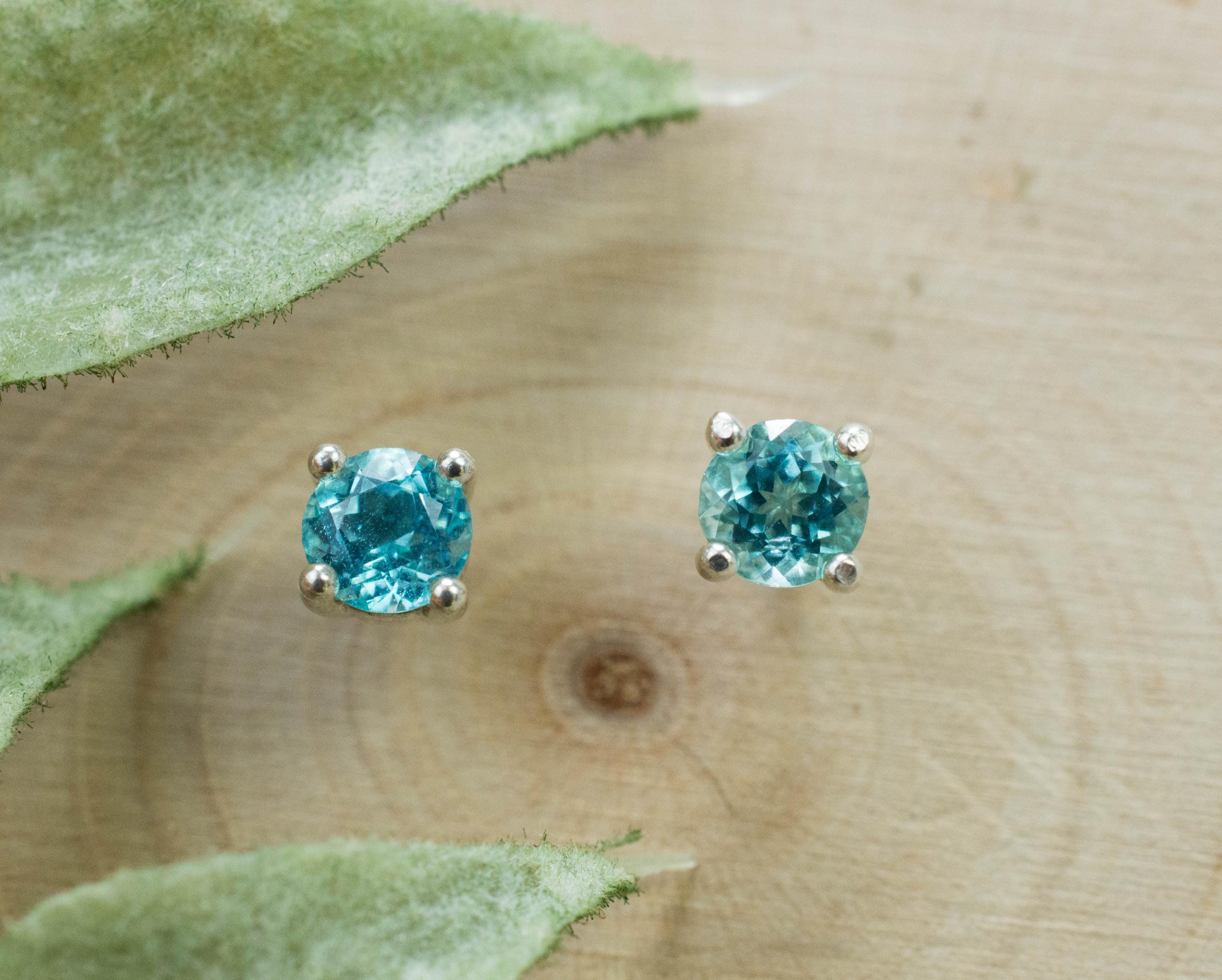 Blue Apatite Earrings; Natural Untreated Brazilian Apatite; 0.535cts - Mark Oliver Gems
