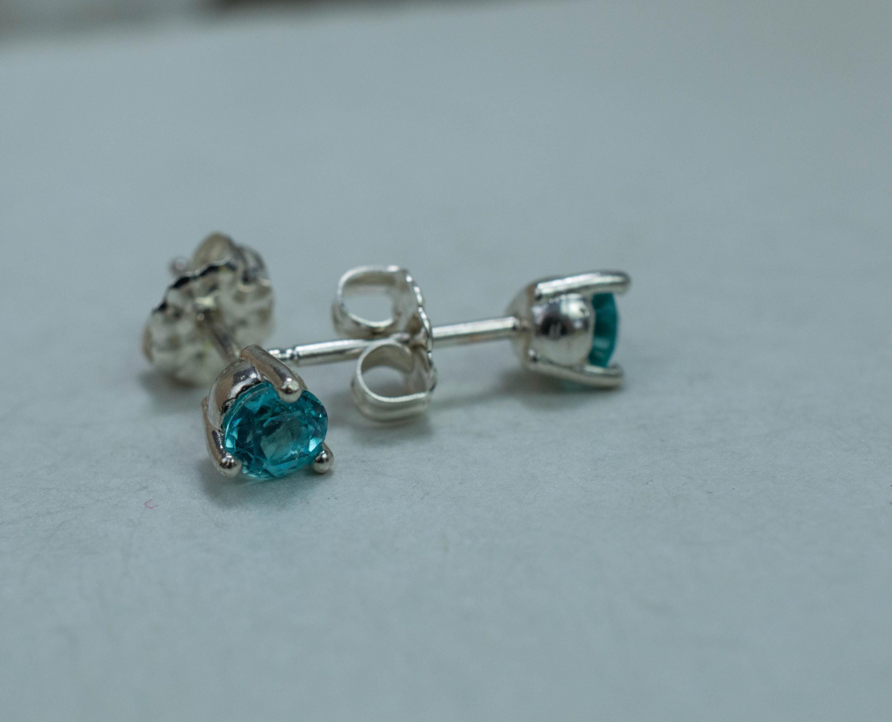 Blue Apatite Earrings; Natural Untreated Brazilian Apatite; 0.580cts - Mark Oliver Gems