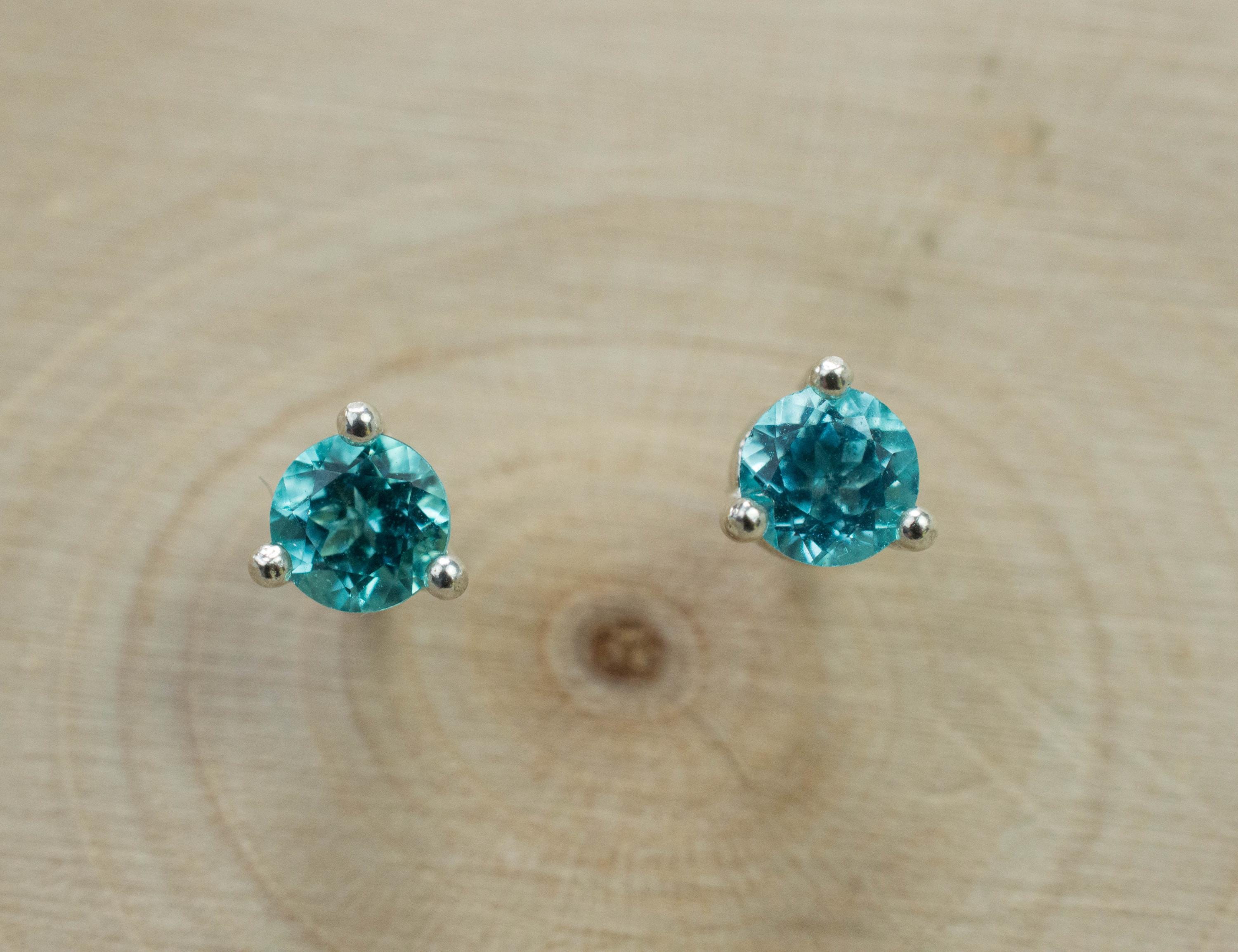 Blue Apatite Earrings; Natural Untreated Brazilian Apatite; 0.580cts - Mark Oliver Gems