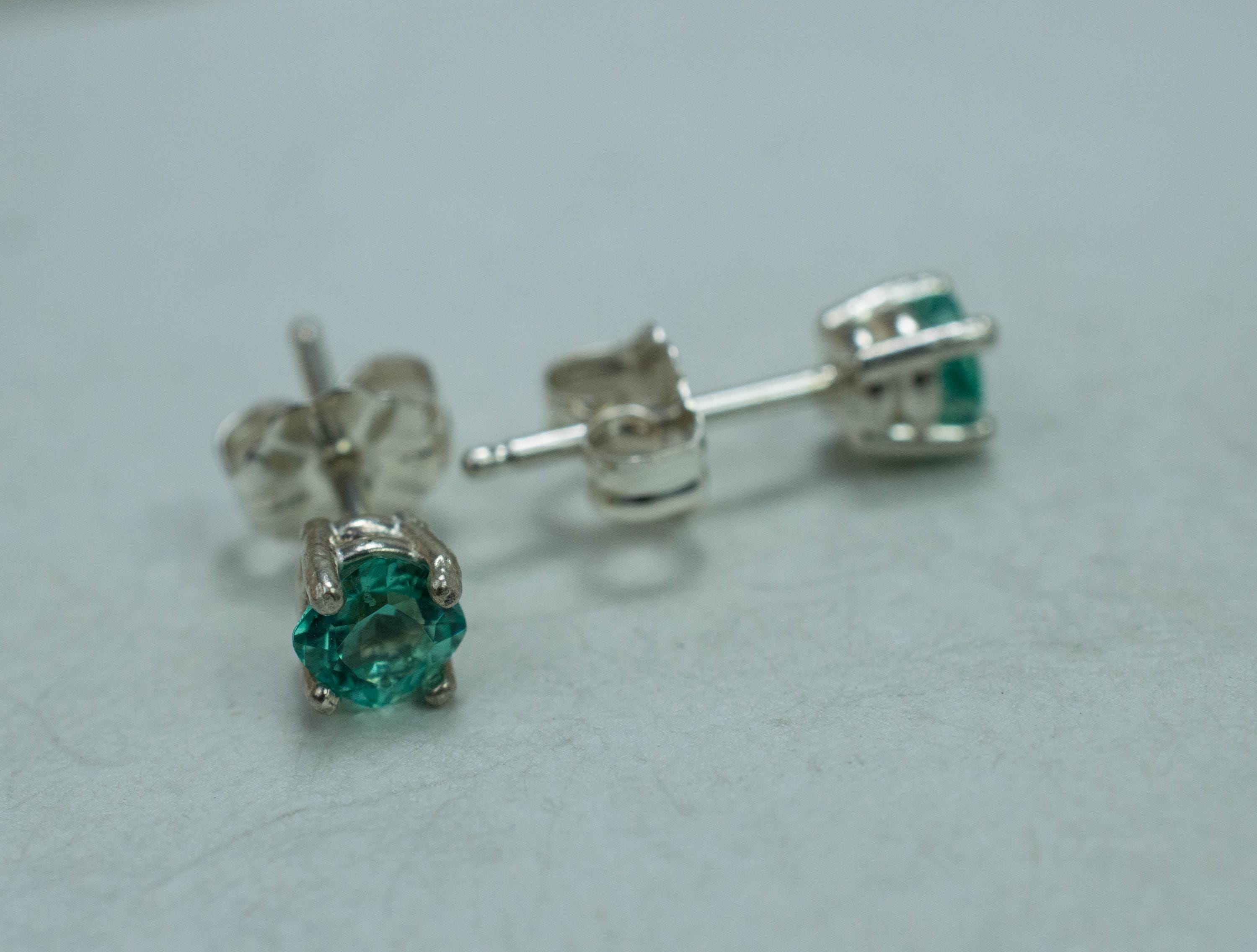 Blue Apatite Earrings; Natural Untreated Brazilian Apatite; 0.590cts - Mark Oliver Gems