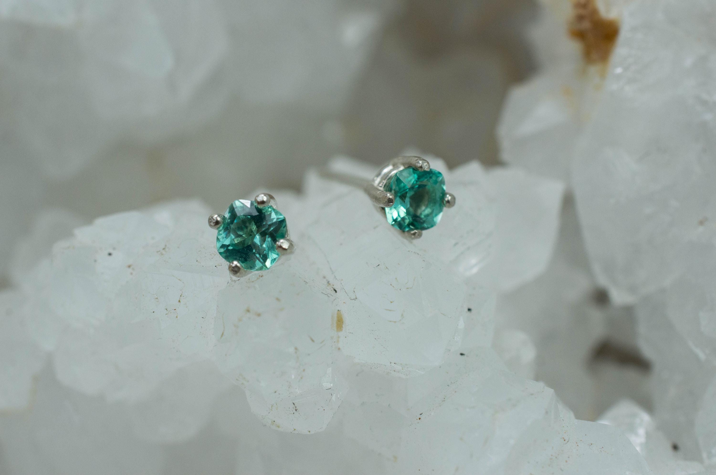 Blue Apatite Earrings; Natural Untreated Brazilian Apatite; 0.590cts - Mark Oliver Gems