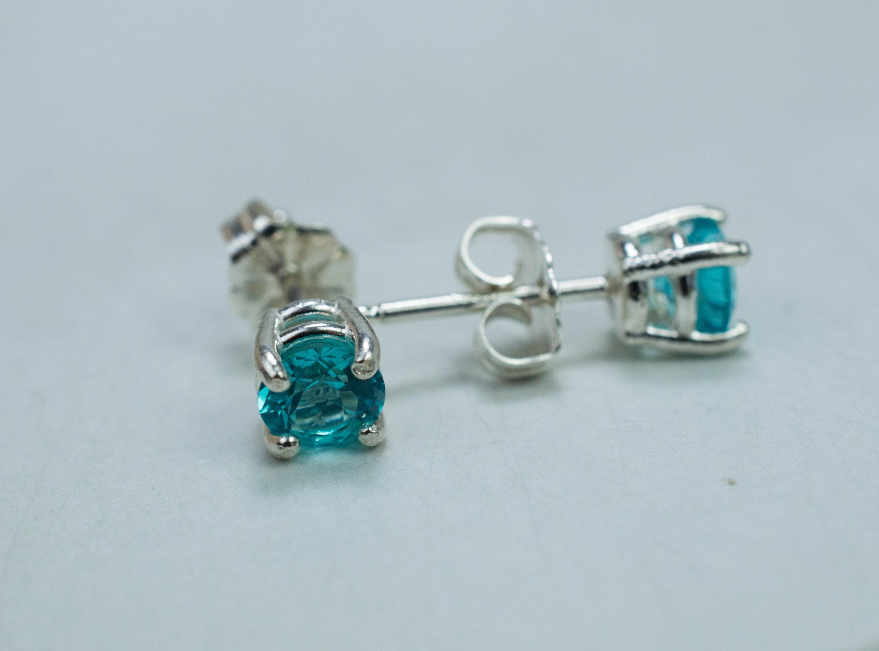 Blue Apatite Earrings; Natural Untreated Brazilian Apatite; 0.960cts - Mark Oliver Gems