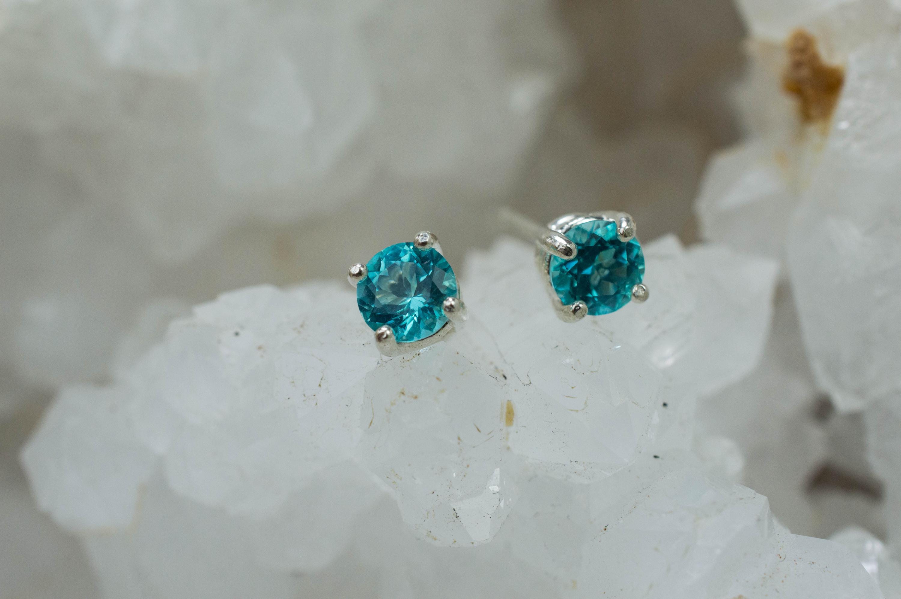 Blue Apatite Earrings; Natural Untreated Brazilian Apatite; 0.960cts - Mark Oliver Gems