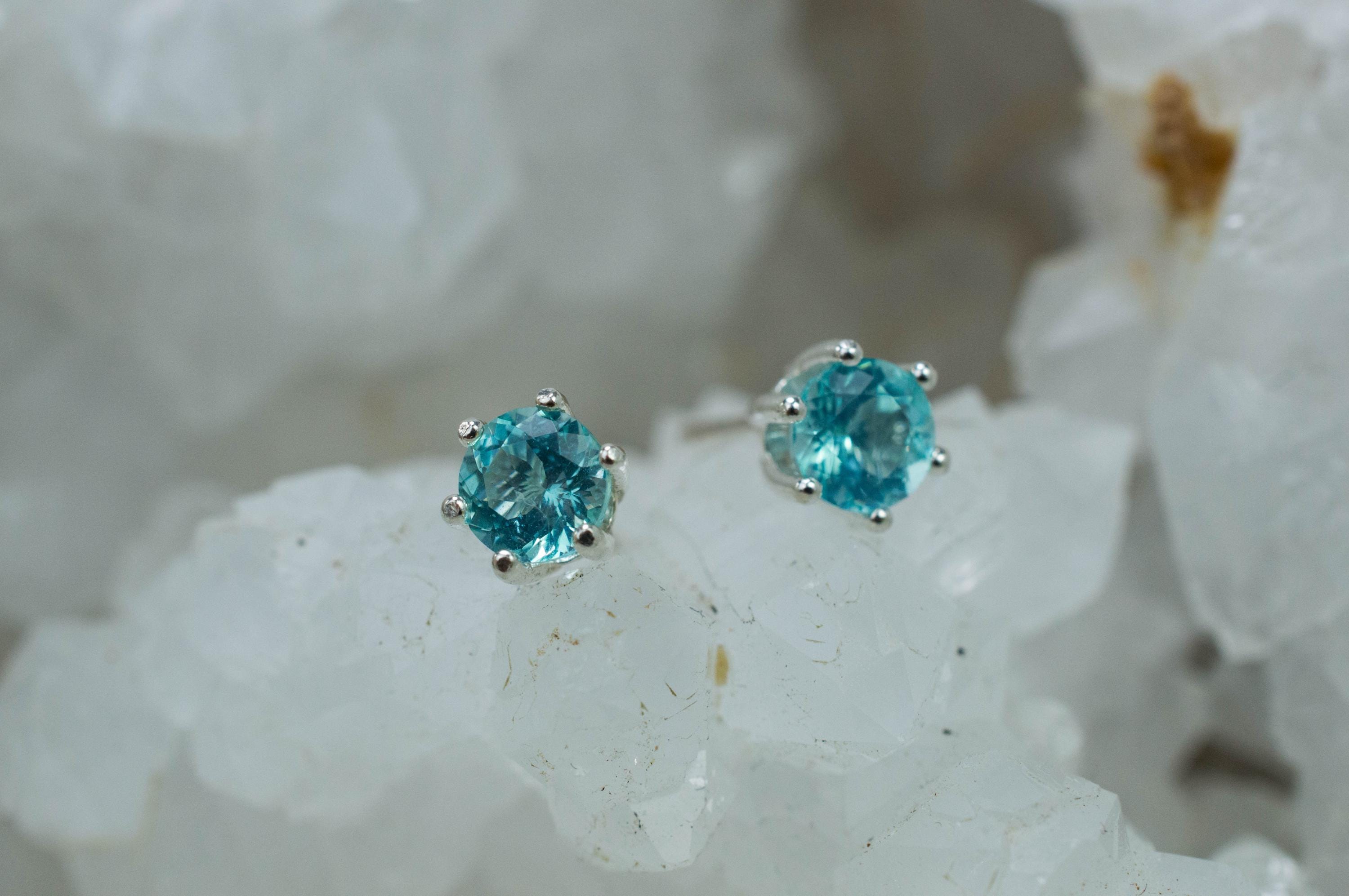Blue Apatite Earrings; Natural Untreated Brazilian Apatite; 1.080cts - Mark Oliver Gems