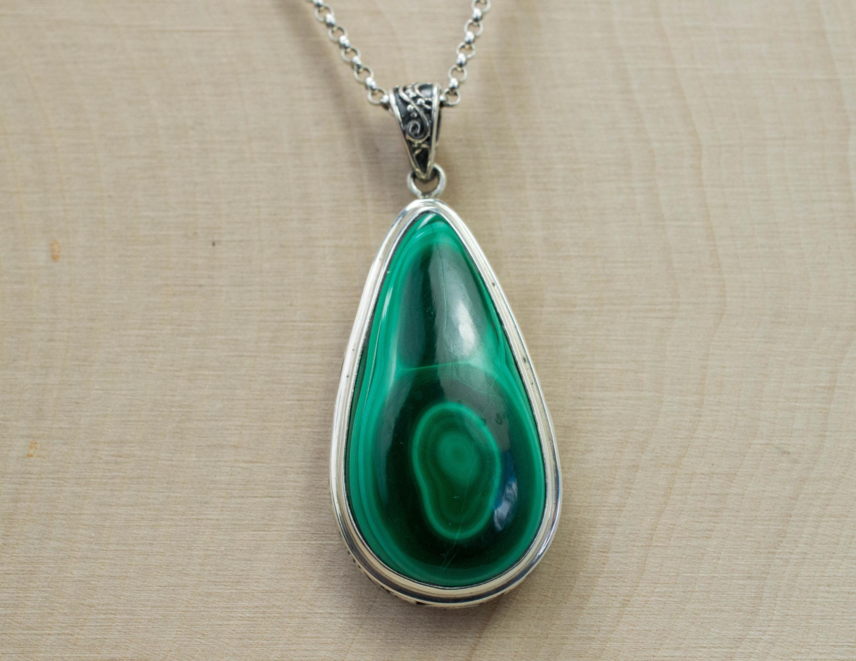 Malachite Pendant; Genuine Untreated Congo Malachite - Mark Oliver Gems