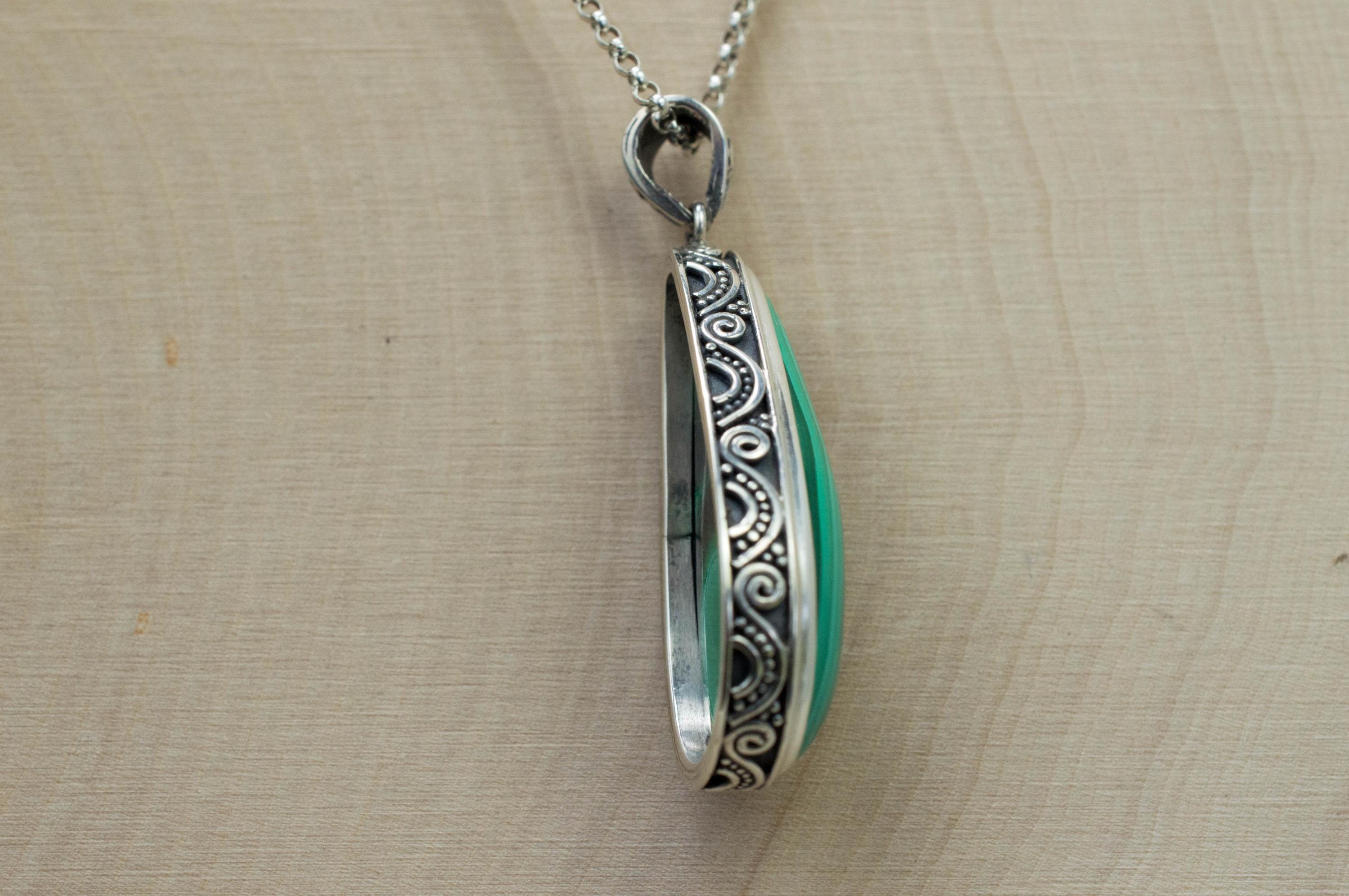 Malachite Pendant; Genuine Untreated Congo Malachite - Mark Oliver Gems