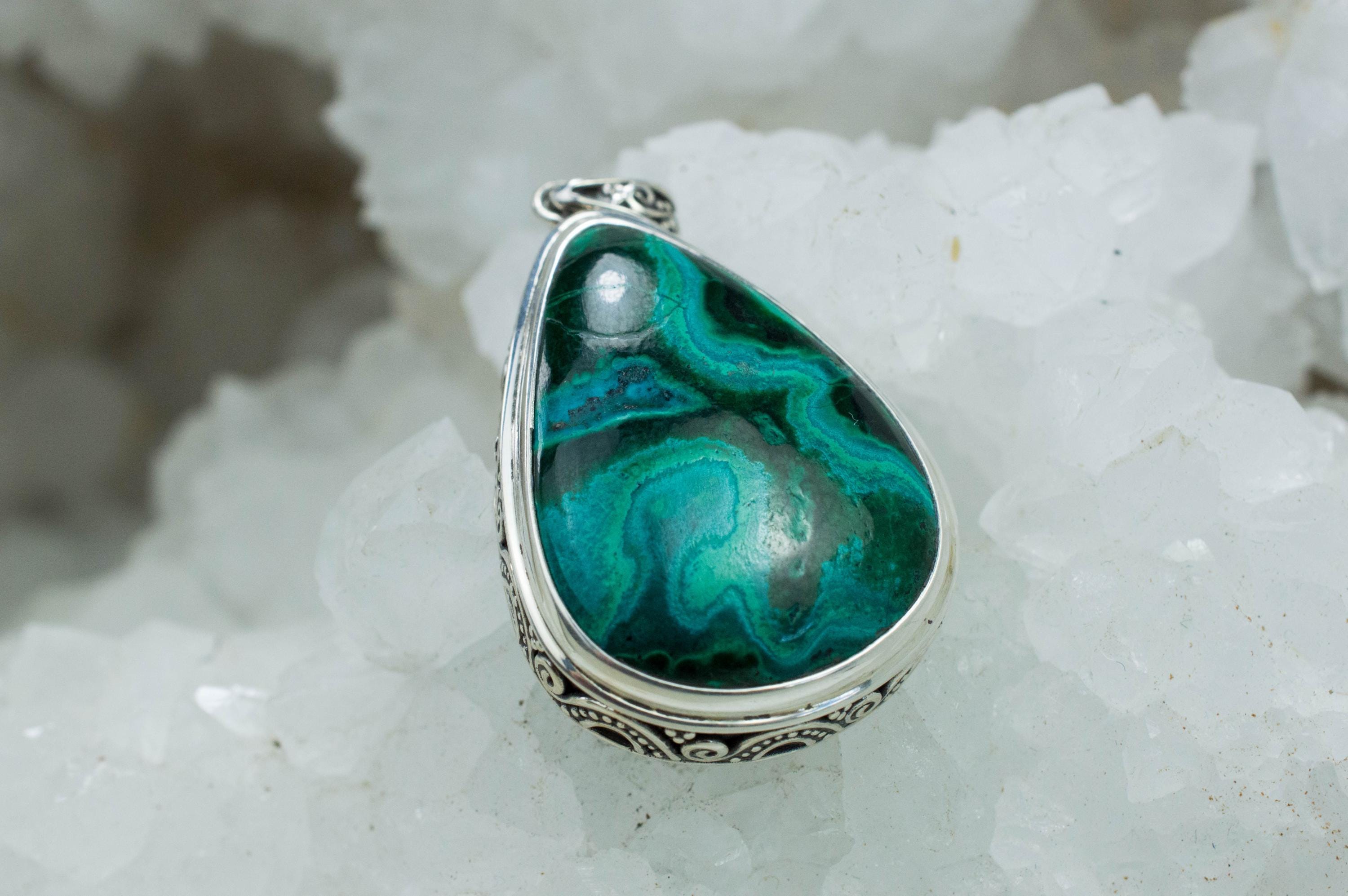 Malachite Pendant; Untreated Genuine Congo Malachite - Mark Oliver Gems
