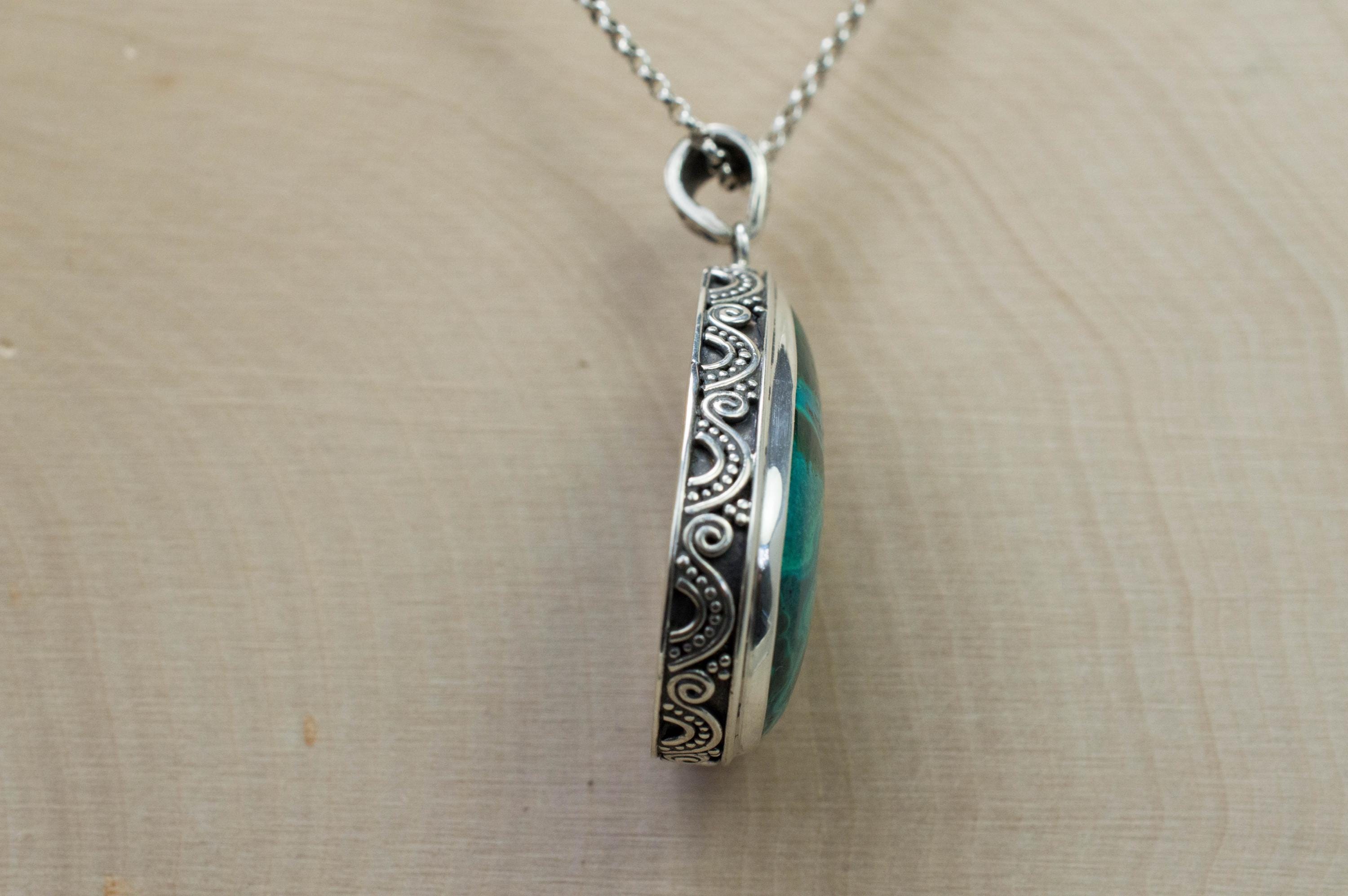 Malachite Pendant; Untreated Genuine Congo Malachite - Mark Oliver Gems