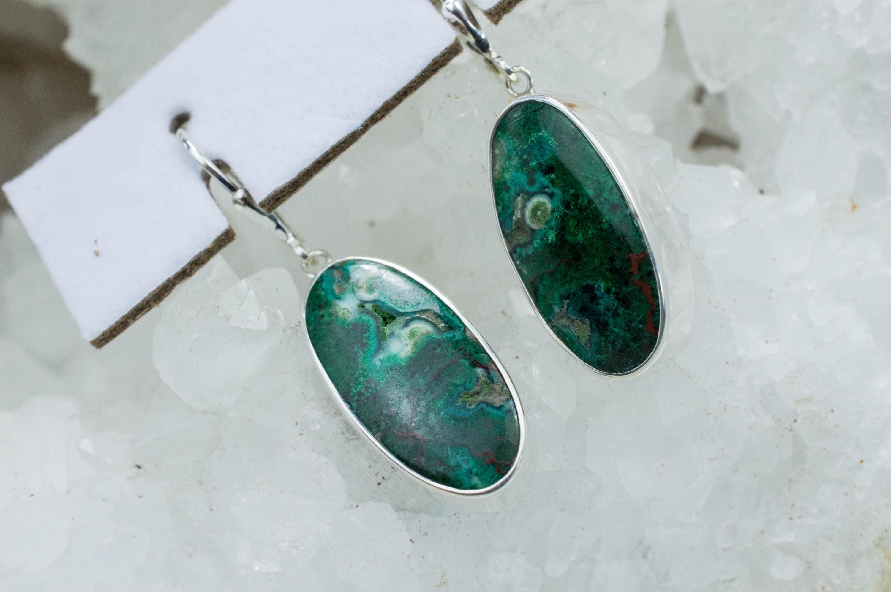 Malachite Earrings; Genuine Untreated Australia Malachite - Mark Oliver Gems