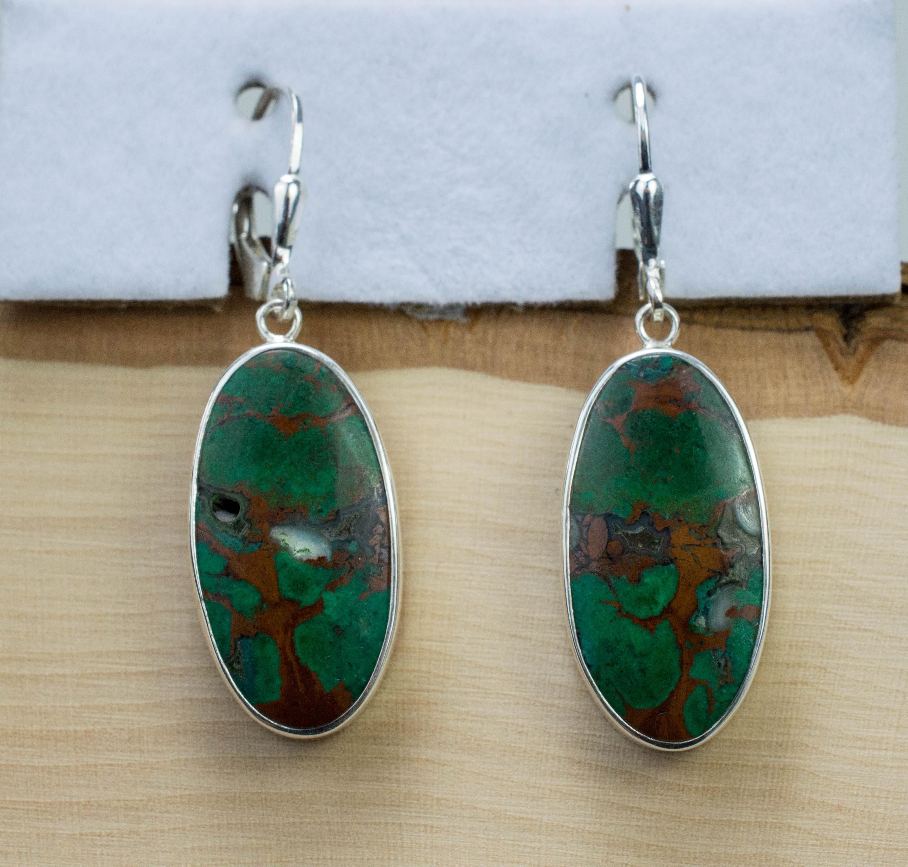 Malachite Earrings; Genuine Untreated Australian Malachite - Mark Oliver Gems