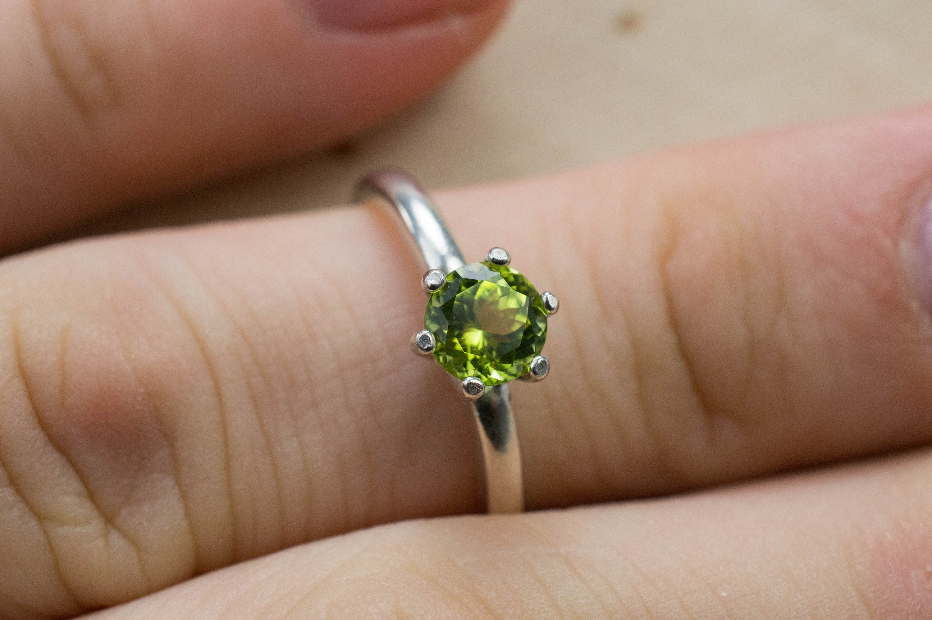 Peridot Ring, Natural Untreated Tanzania Peridot; 0.770cts - Mark Oliver Gems
