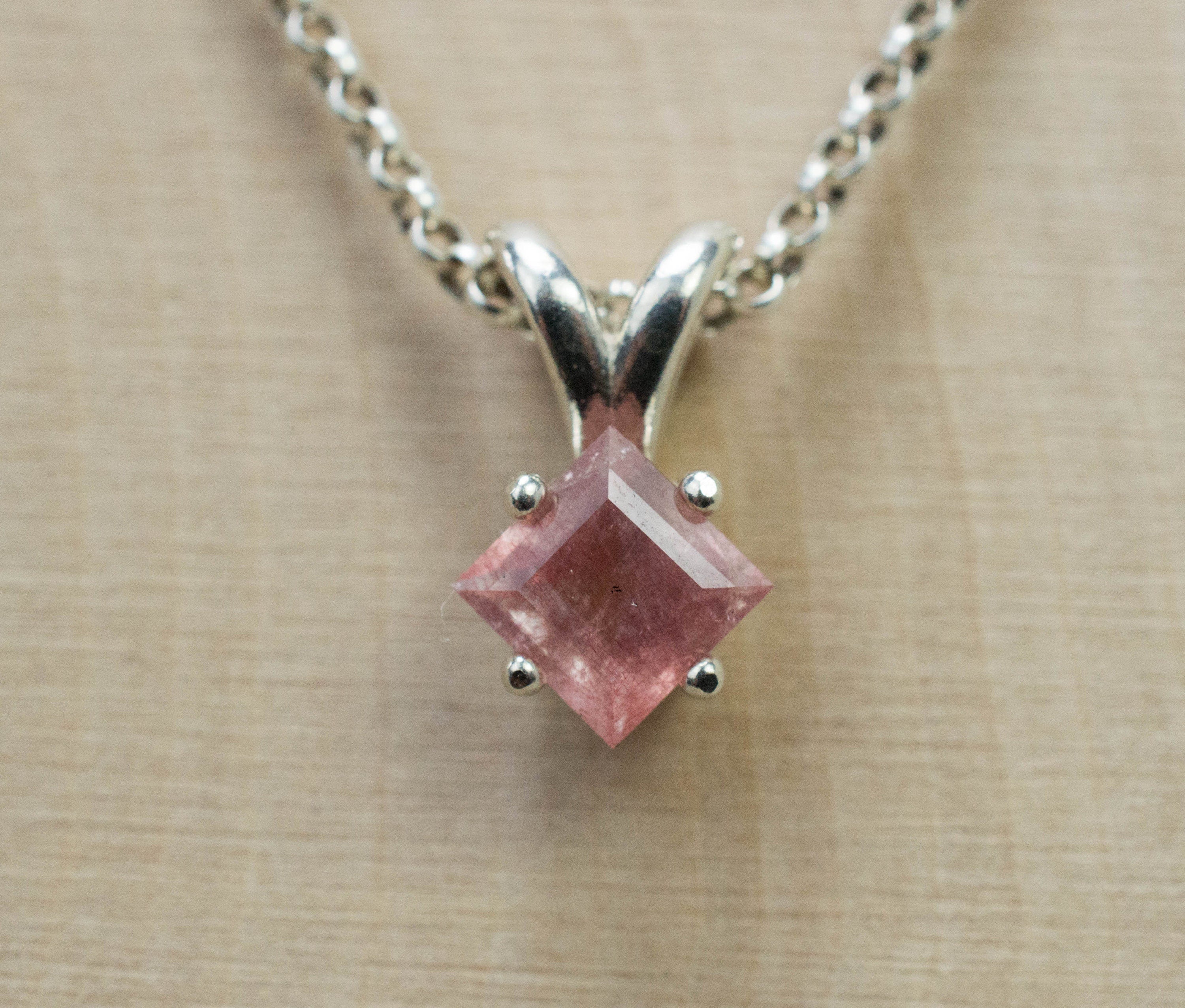 Strawberry Quartz Pendant; Natural Untreated Mexico Strawberry Quartz; 0.605cts - Mark Oliver Gems