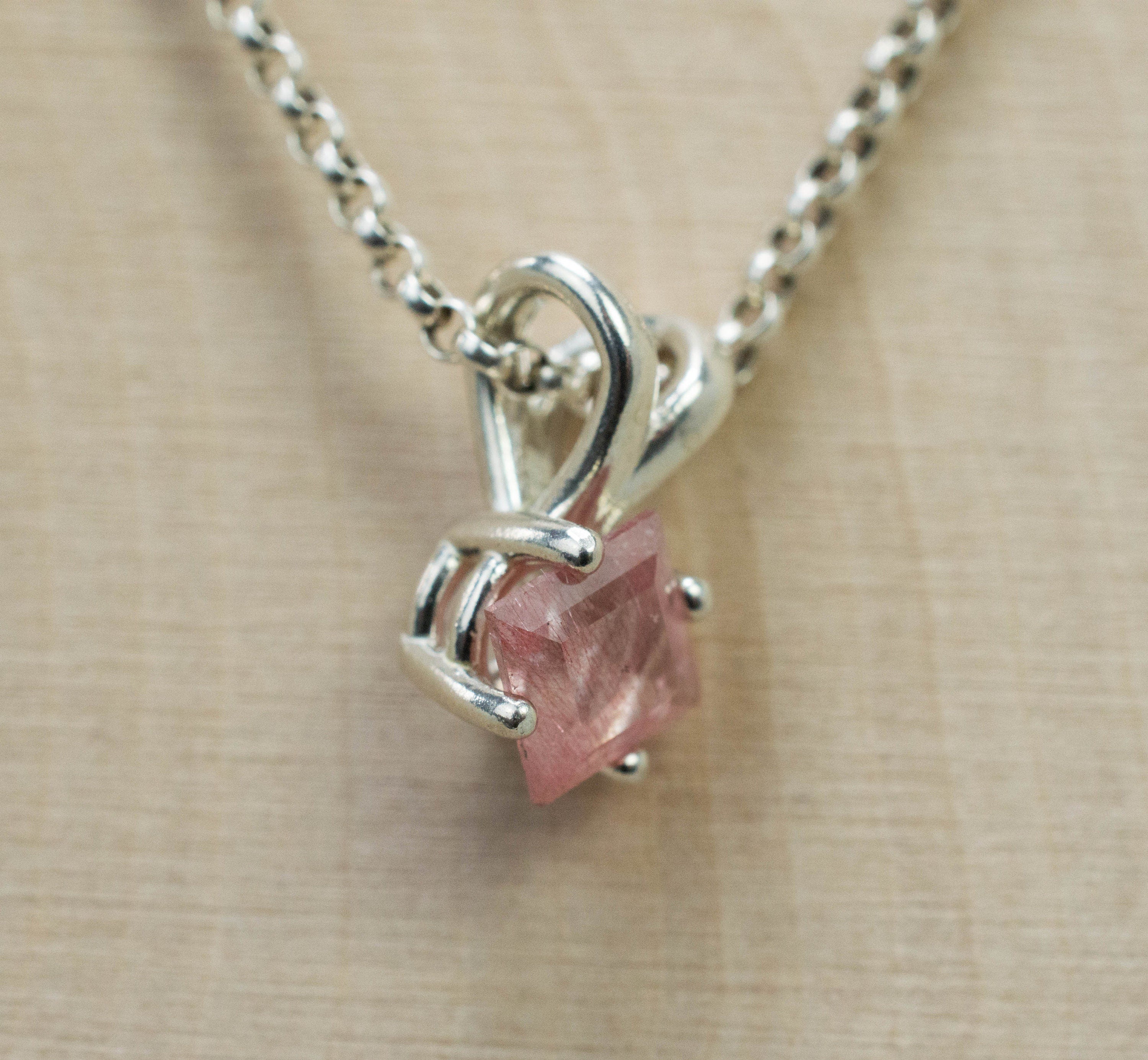 Strawberry Quartz Pendant; Natural Untreated Mexico Strawberry Quartz; 0.605cts - Mark Oliver Gems