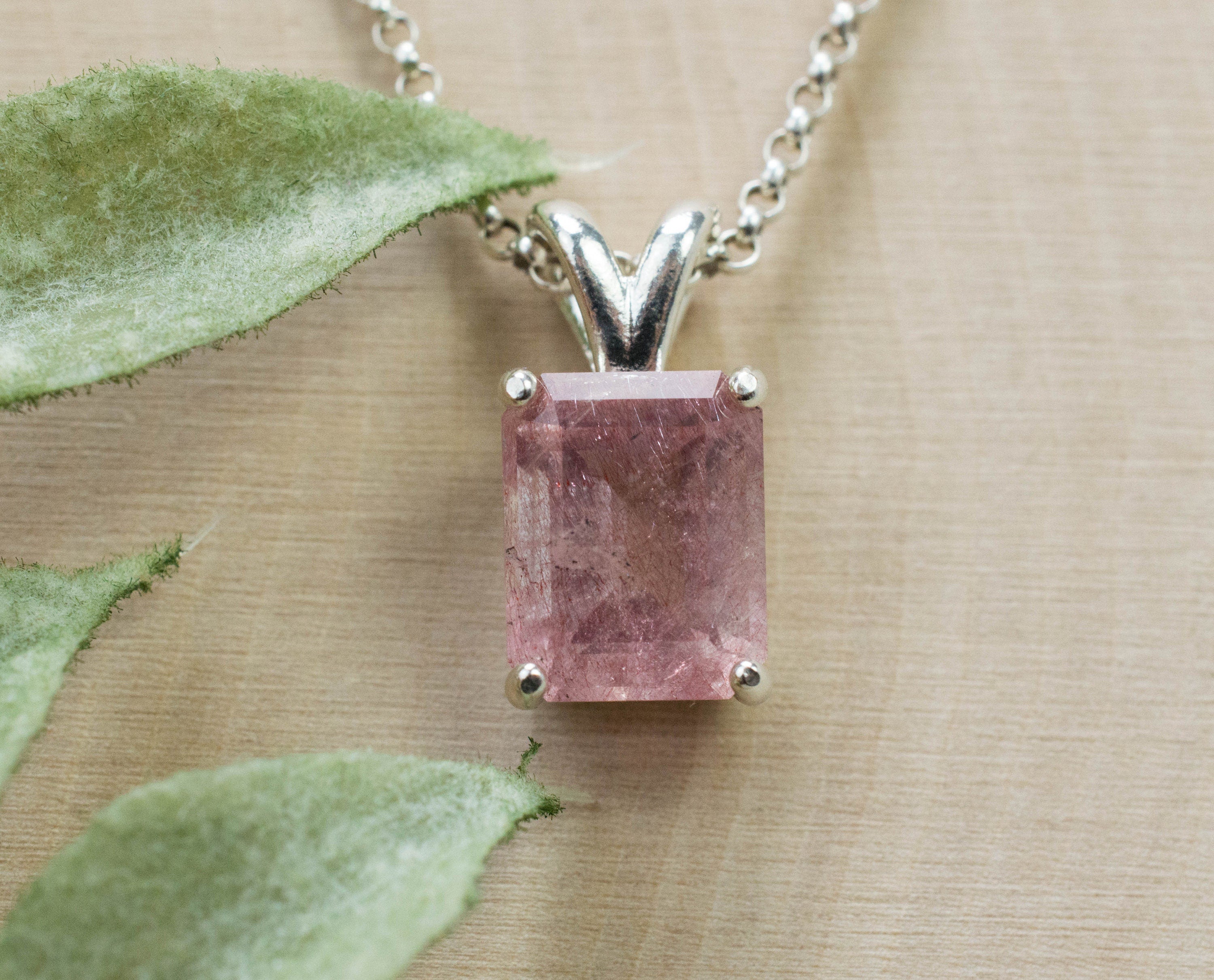 Strawberry Quartz Pendant; Natural Untreated Mexico Strawberry Quartz; 3.020cts - Mark Oliver Gems