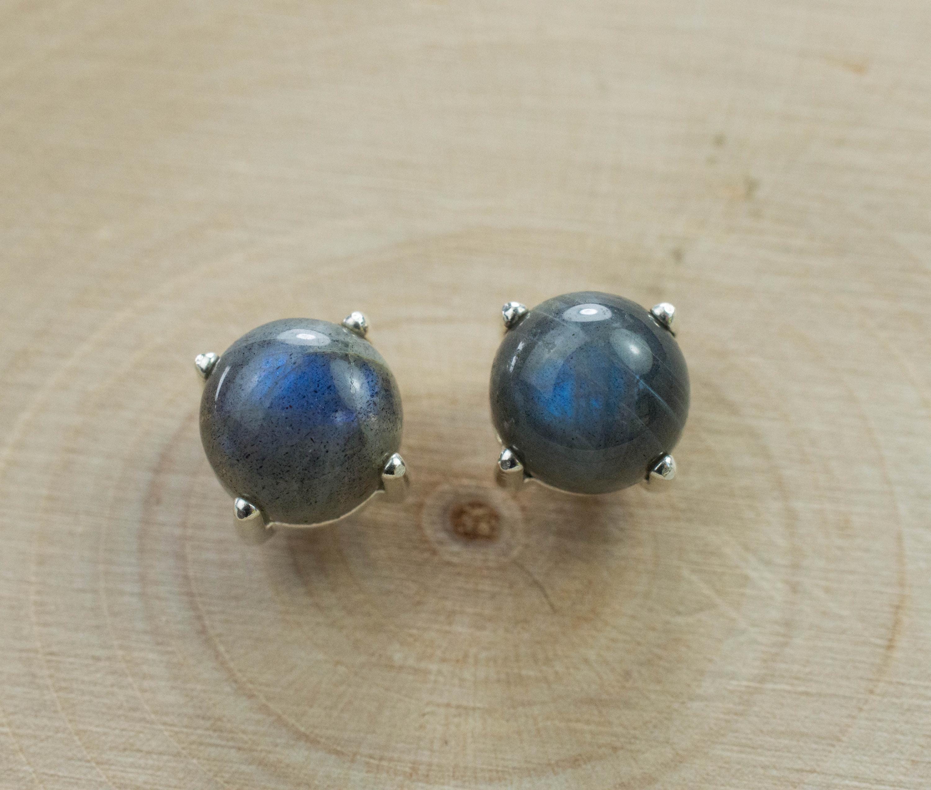 Labradorite Earrings; Natural Untreated Madagascar Labradorite; 3.425cts - Mark Oliver Gems
