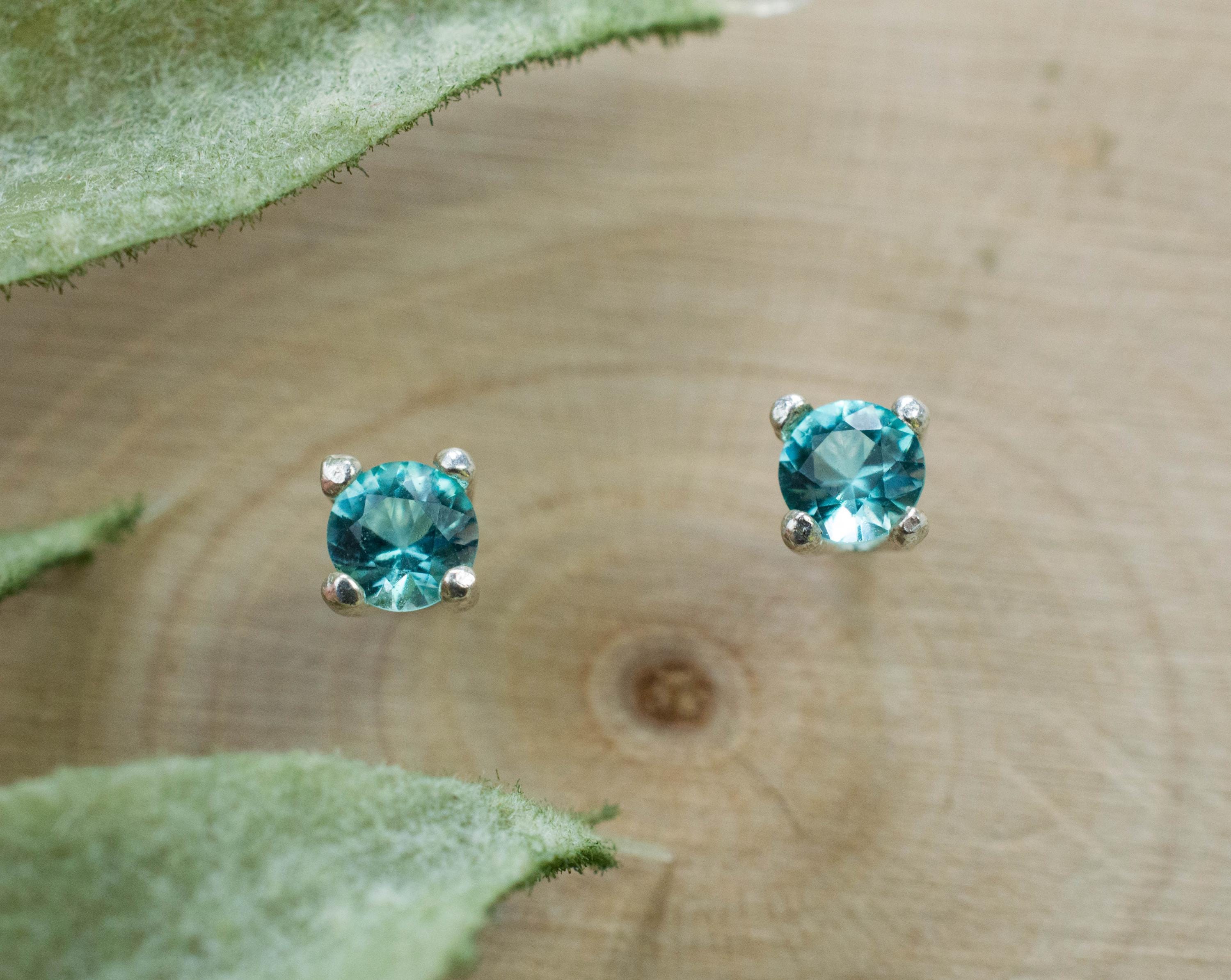 Blue Apatite Earrings; Natural Untreated Brazilian Apatite; 0.245cts - Mark Oliver Gems