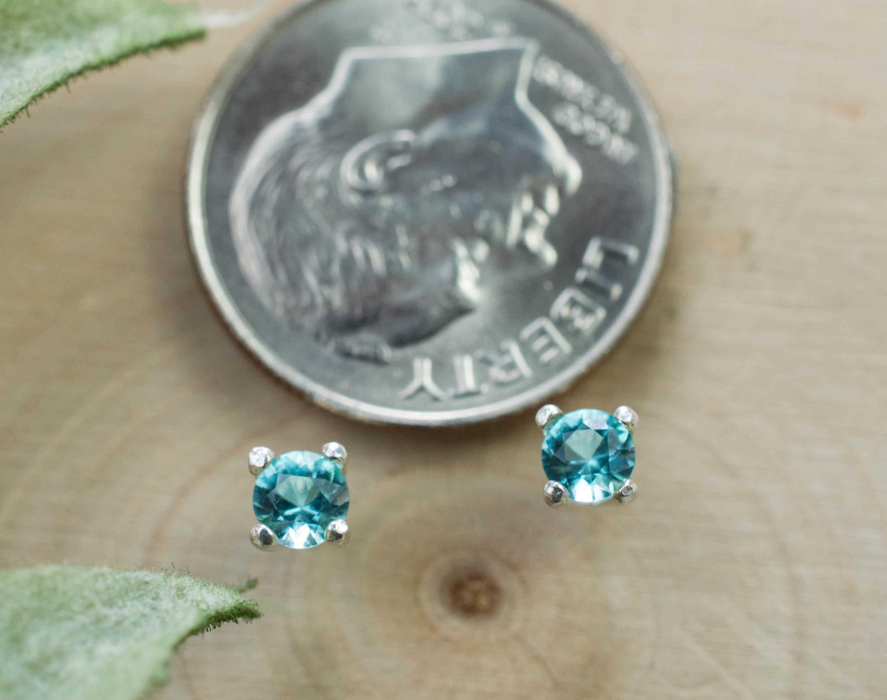 Blue Apatite Earrings; Natural Untreated Brazilian Apatite; 0.245cts - Mark Oliver Gems