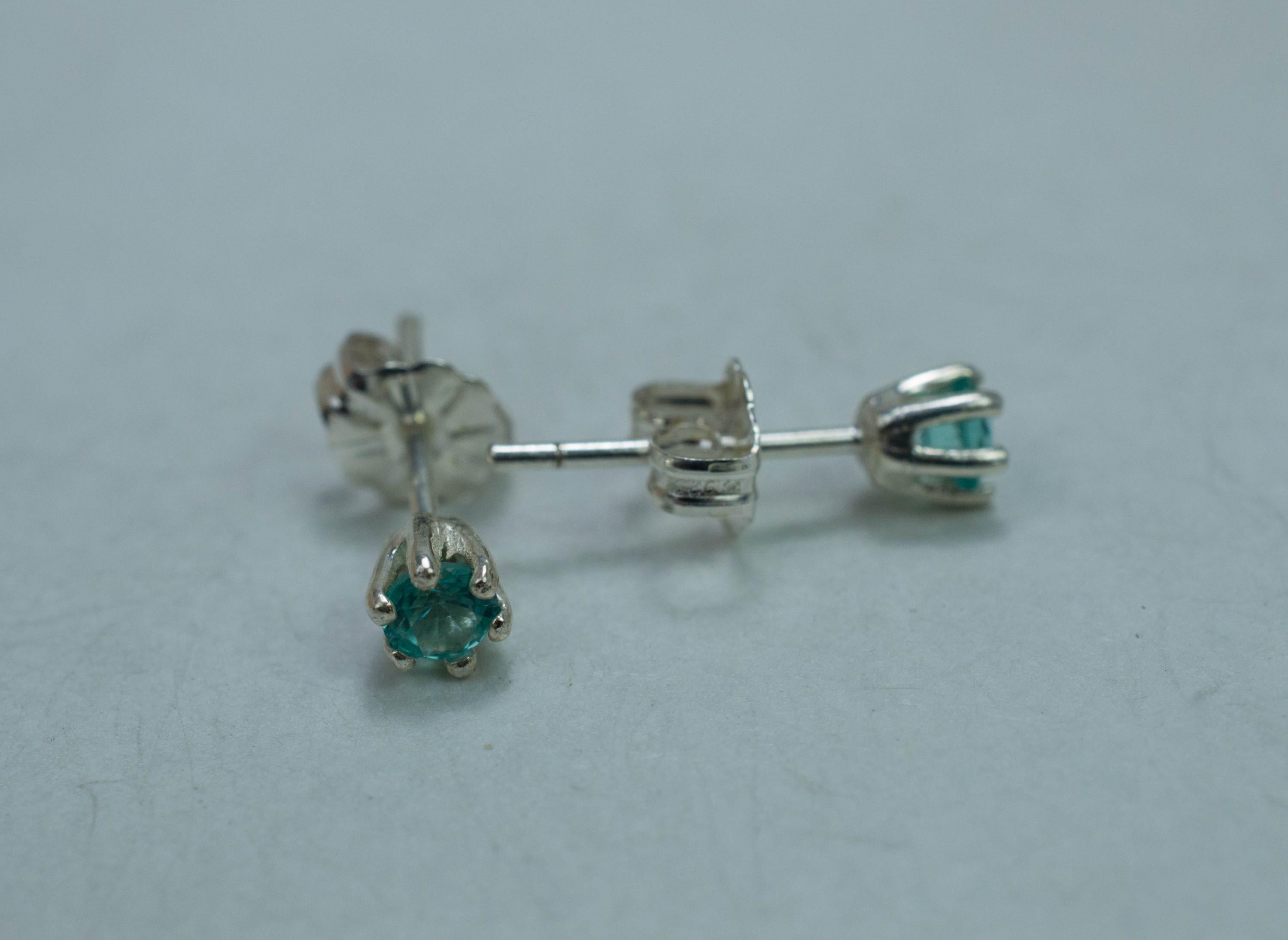 Blue Apatite Earrings; Natural Untreated Brazilian Apatite; 0.320cts - Mark Oliver Gems