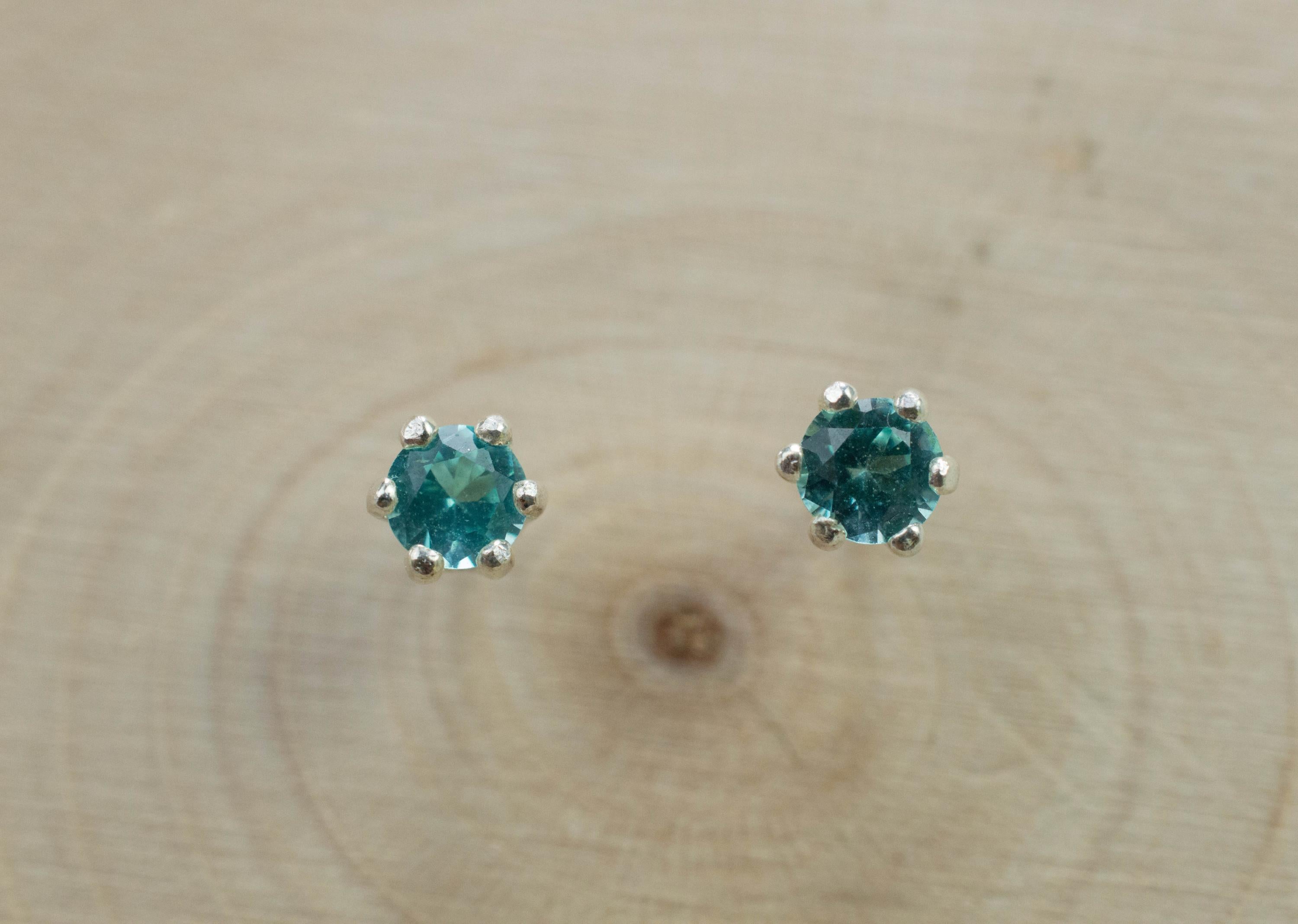 Blue Apatite Earrings; Natural Untreated Brazilian Apatite; 0.320cts - Mark Oliver Gems
