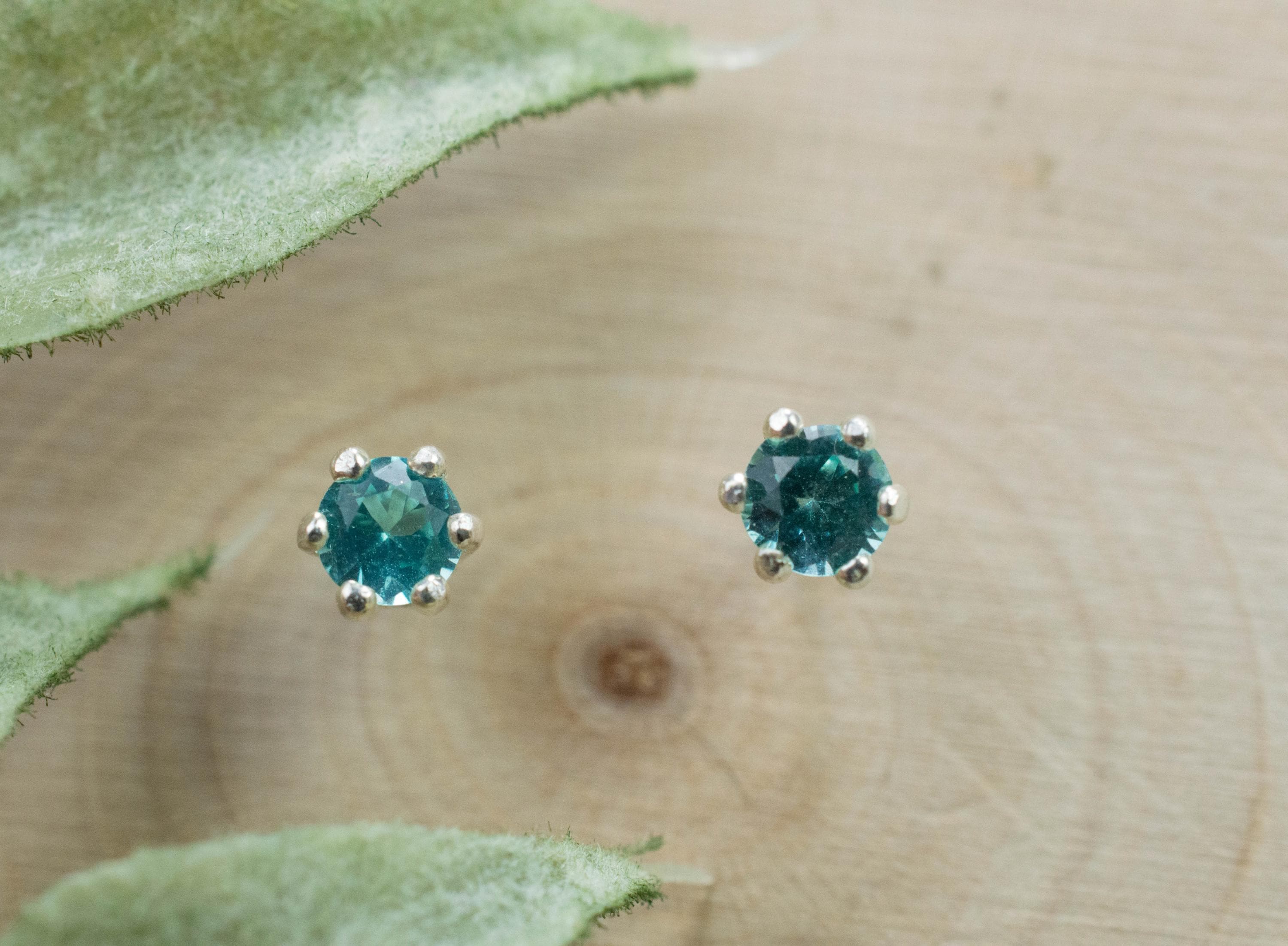 Blue Apatite Earrings; Natural Untreated Brazilian Apatite; 0.320cts - Mark Oliver Gems