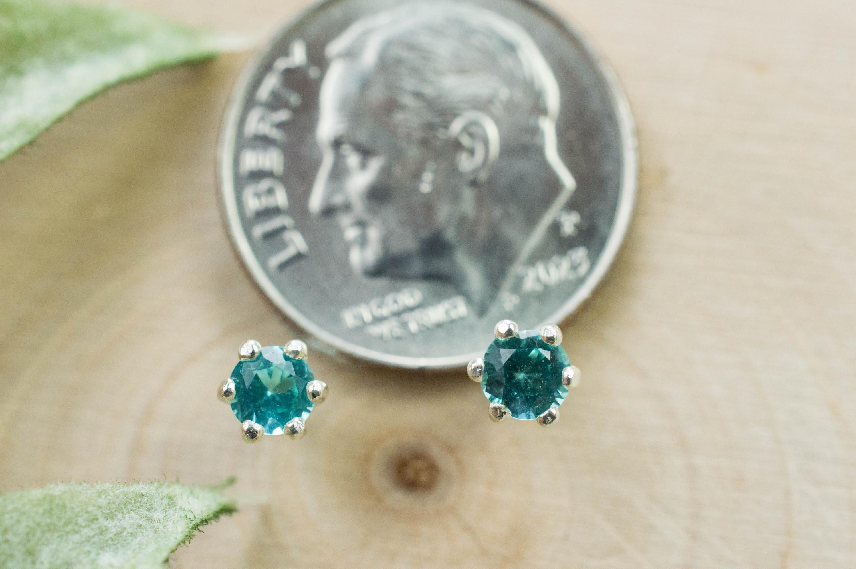 Blue Apatite Earrings; Natural Untreated Brazilian Apatite; 0.320cts - Mark Oliver Gems