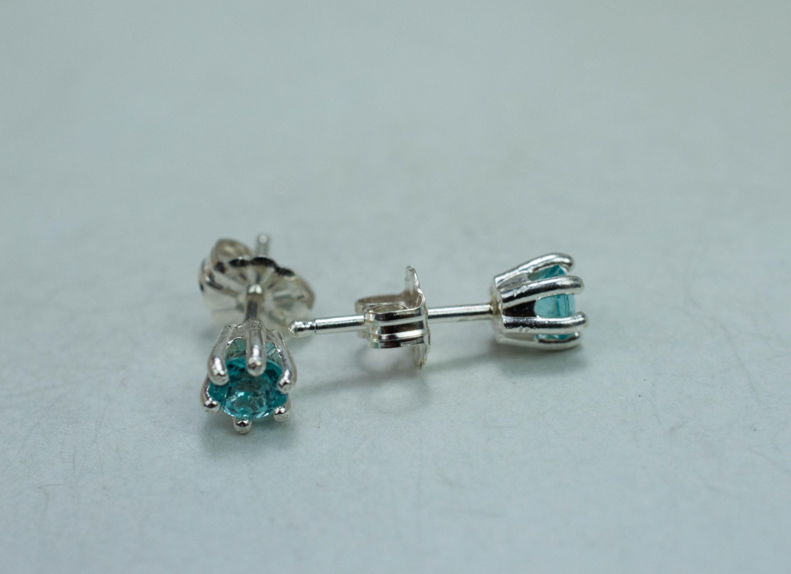 Blue Apatite Earrings; Natural Untreated Brazilian Apatite; 0.530cts - Mark Oliver Gems