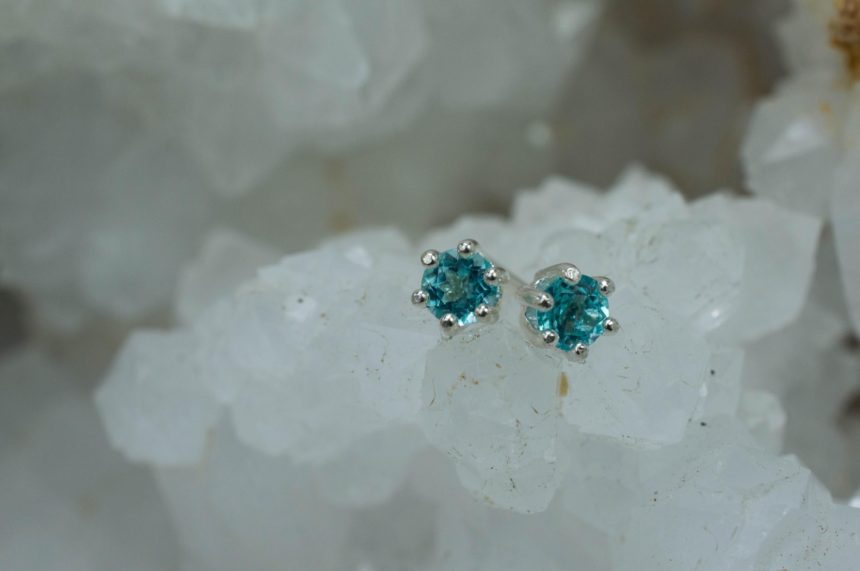 Blue Apatite Earrings; Natural Untreated Brazilian Apatite; 0.530cts - Mark Oliver Gems