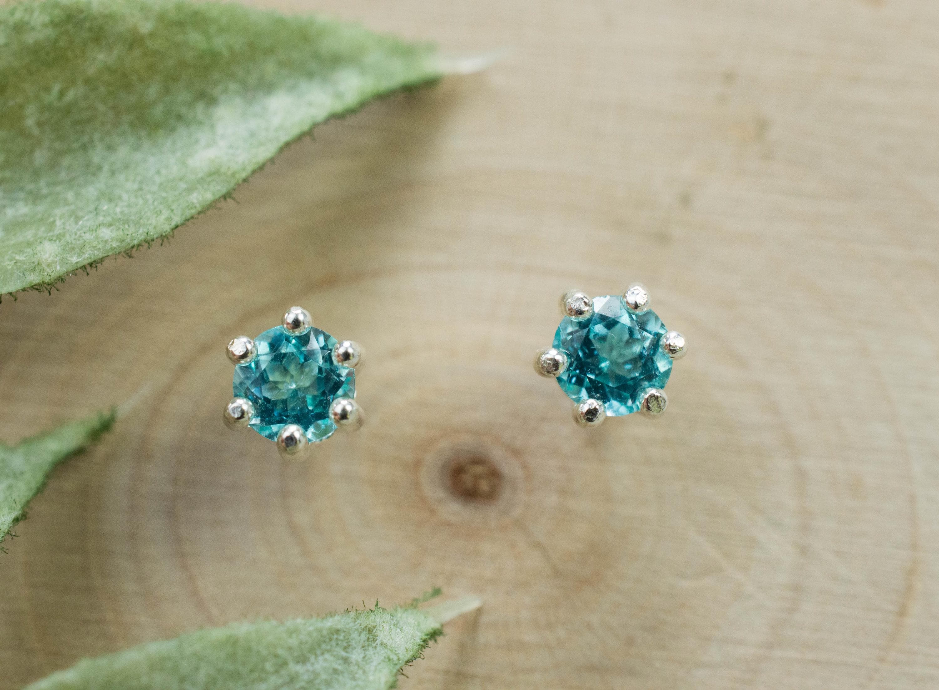 Blue Apatite Earrings; Natural Untreated Brazilian Apatite; 0.530cts - Mark Oliver Gems