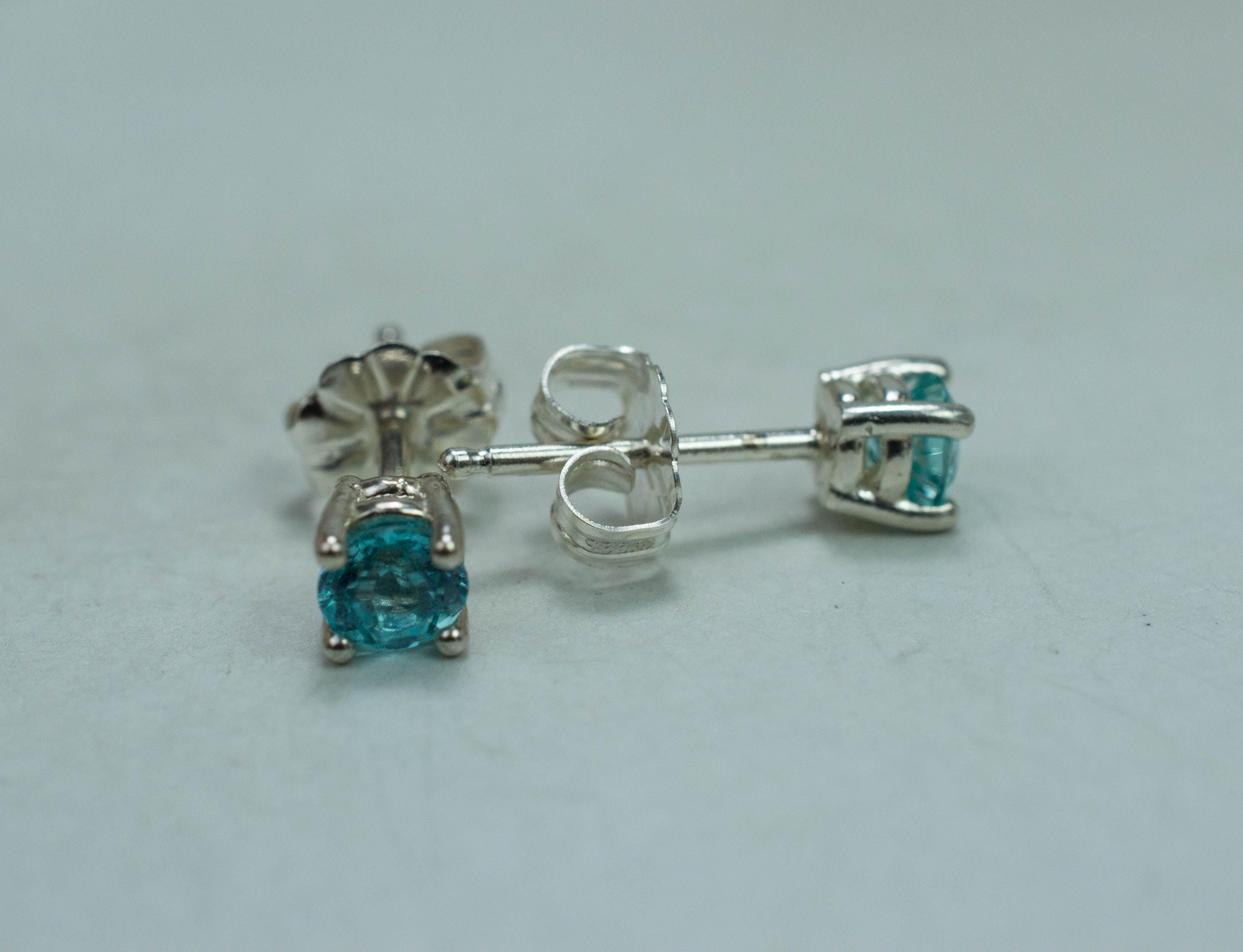 Blue Apatite Earrings; Natural Untreated Brazilian Apatite; 0.535cts - Mark Oliver Gems