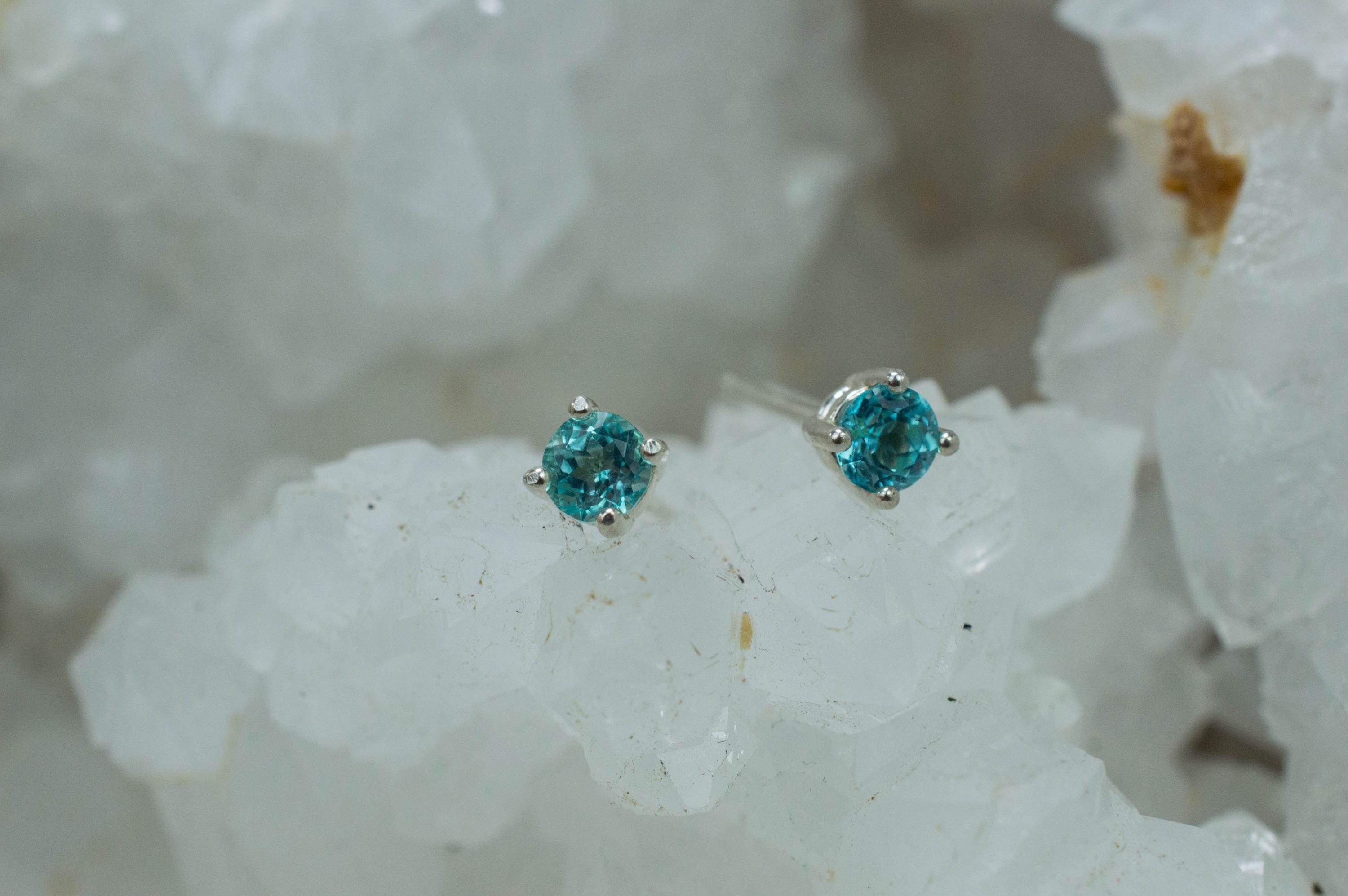 Blue Apatite Earrings; Natural Untreated Brazilian Apatite; 0.535cts - Mark Oliver Gems