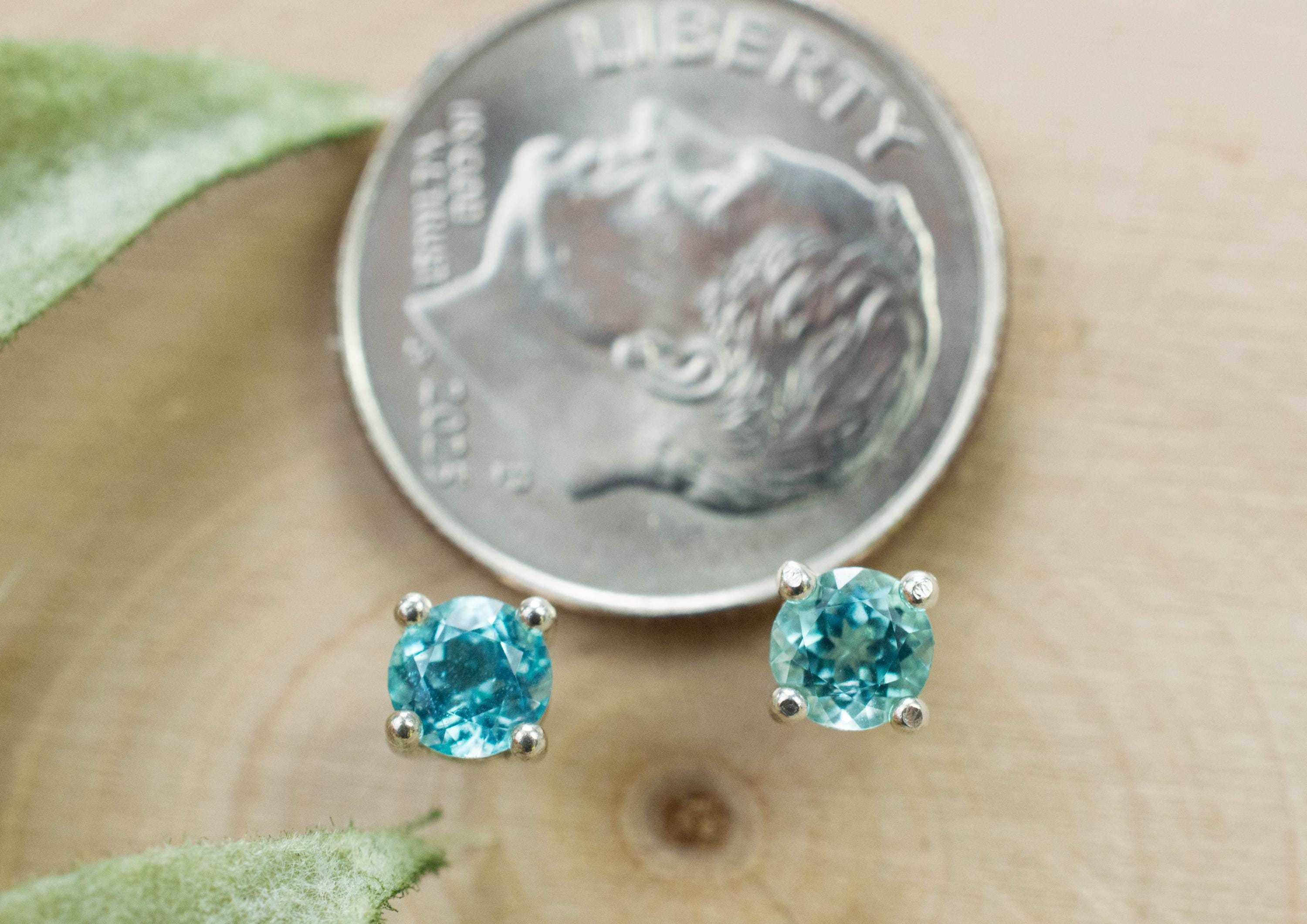 Blue Apatite Earrings; Natural Untreated Brazilian Apatite; 0.535cts - Mark Oliver Gems