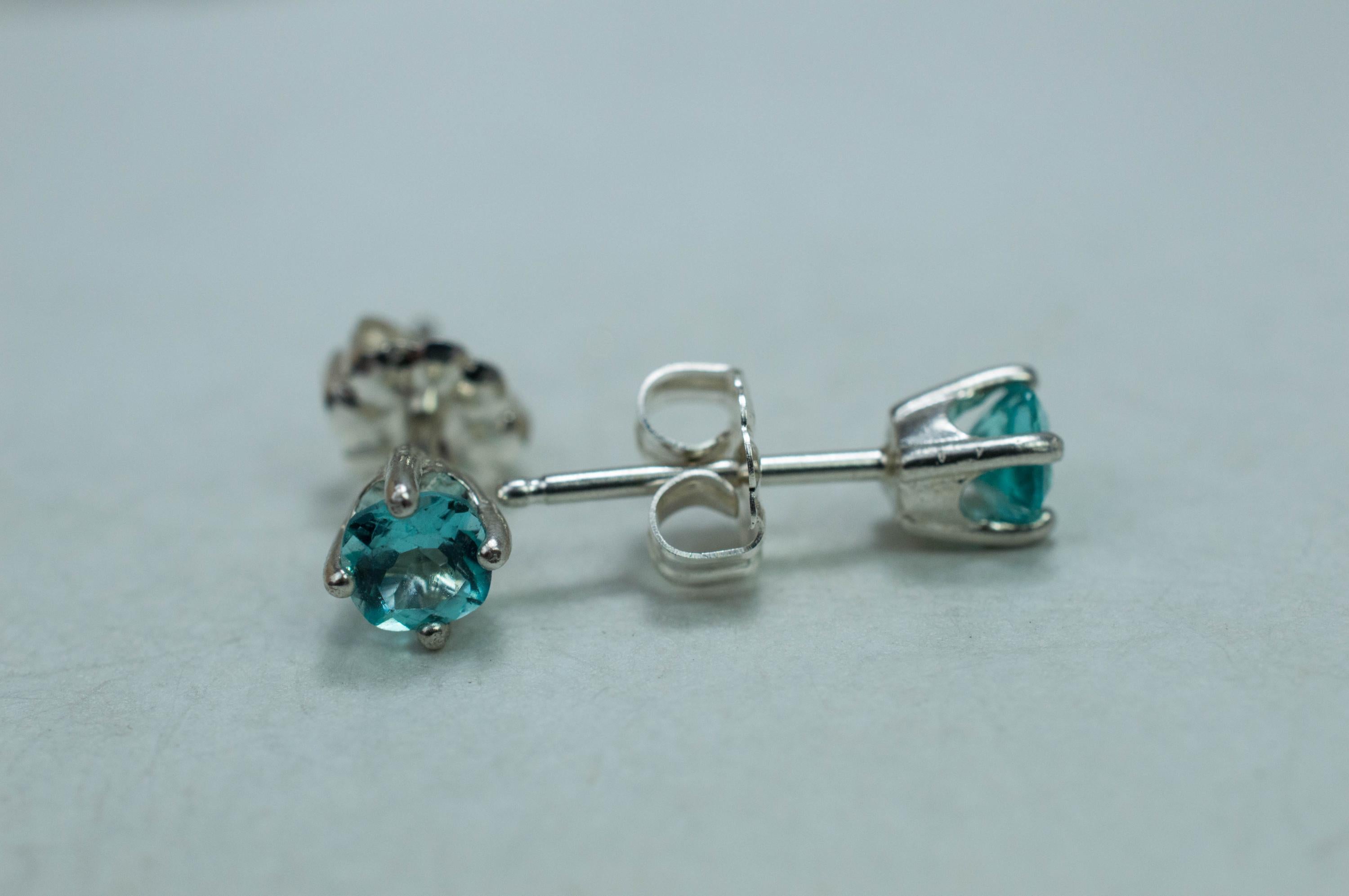 Blue Apatite Earrings; Natural Untreated Brazilian Apatite; 0.560cts - Mark Oliver Gems