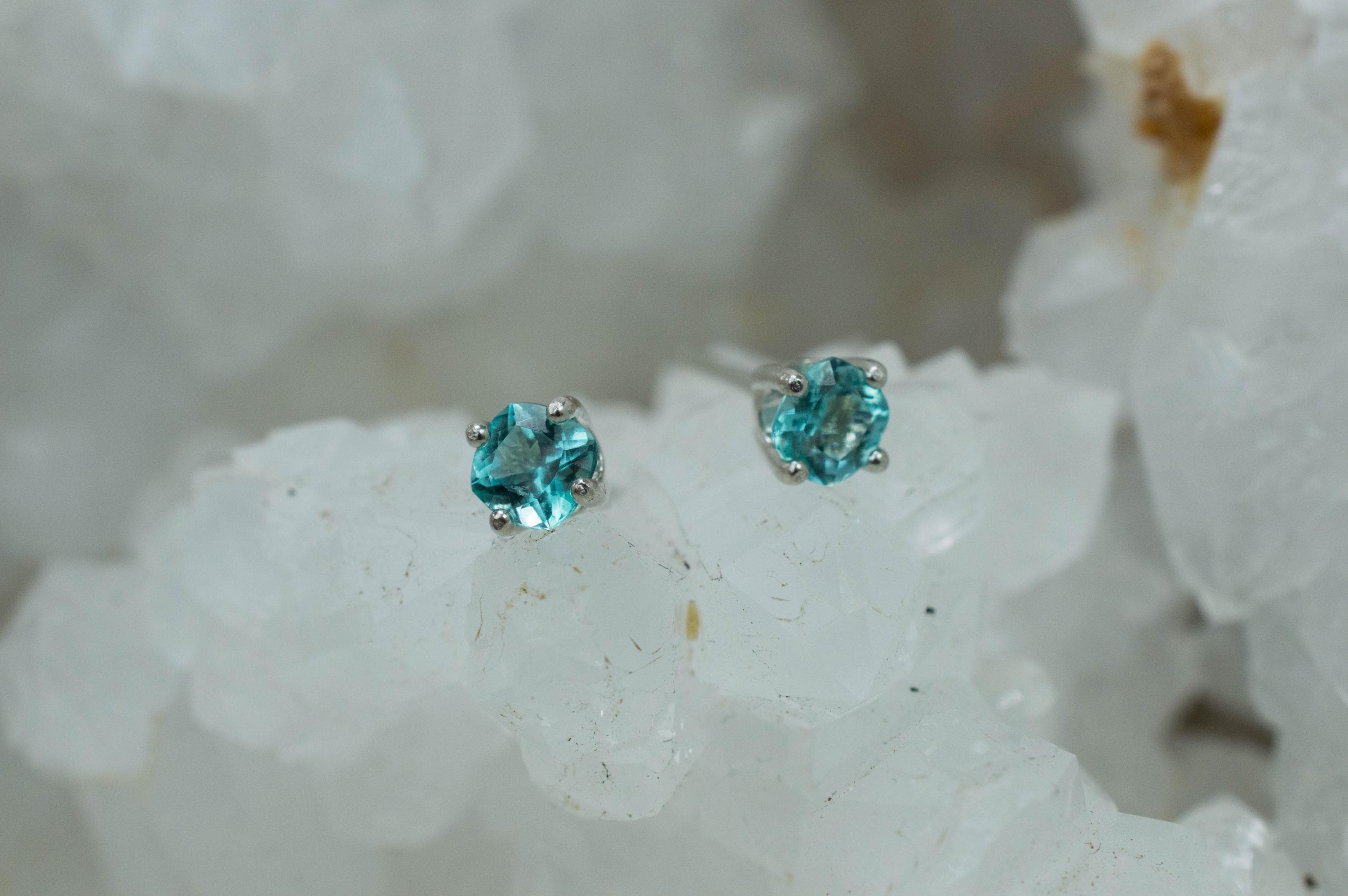 Blue Apatite Earrings; Natural Untreated Brazilian Apatite; 0.560cts - Mark Oliver Gems
