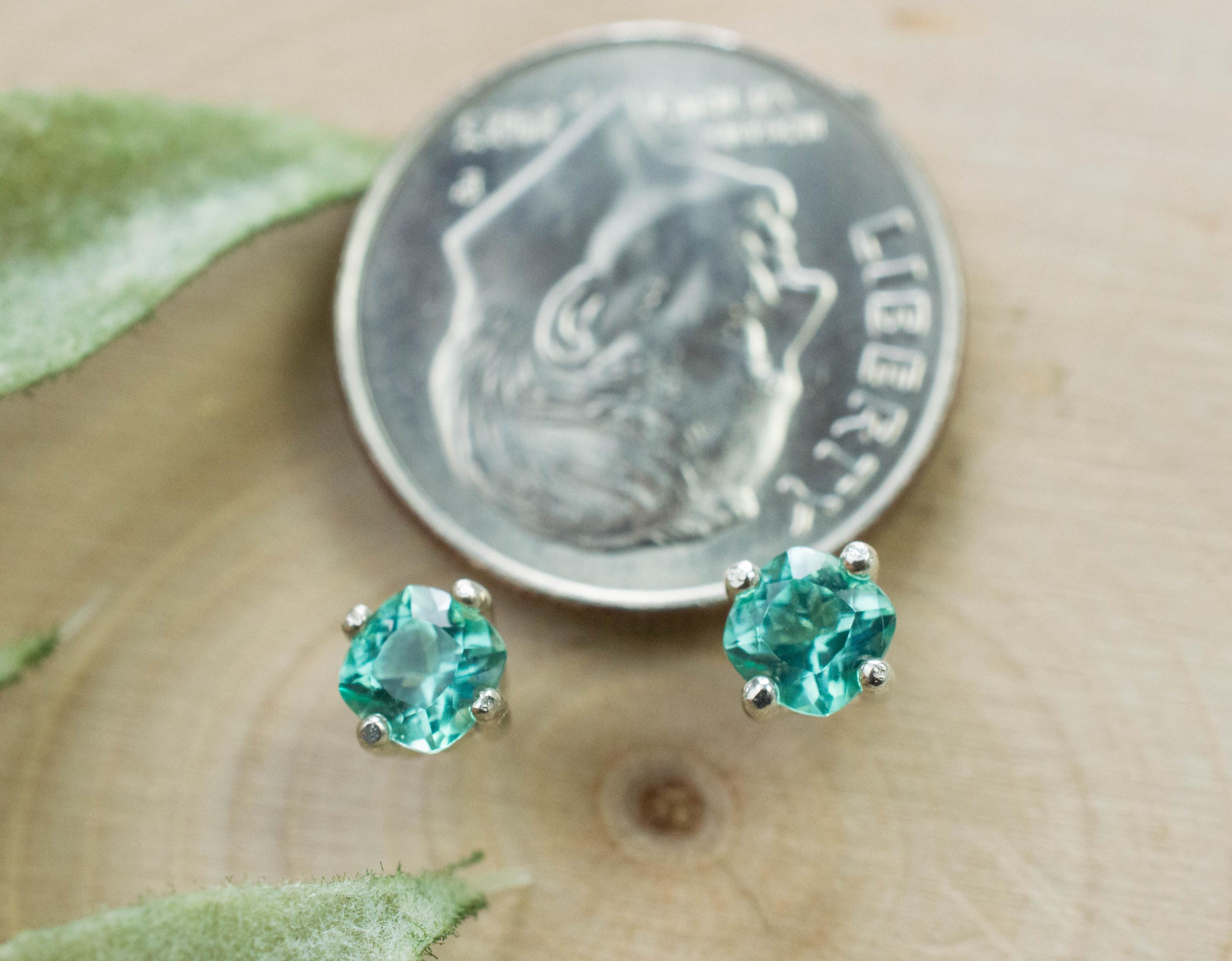 Blue Apatite Earrings; Natural Untreated Brazilian Apatite; 0.590cts - Mark Oliver Gems