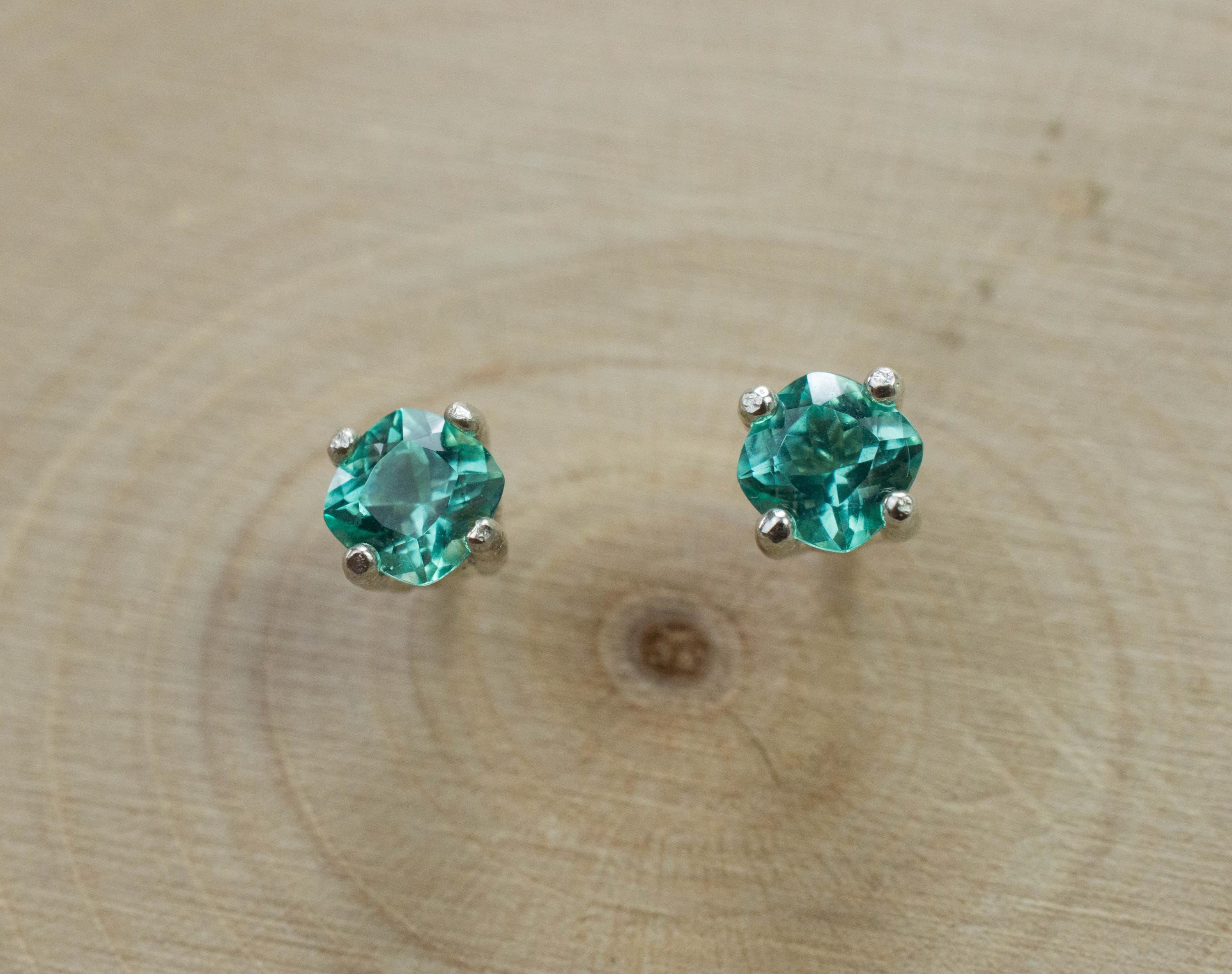 Blue Apatite Earrings; Natural Untreated Brazilian Apatite; 0.590cts - Mark Oliver Gems