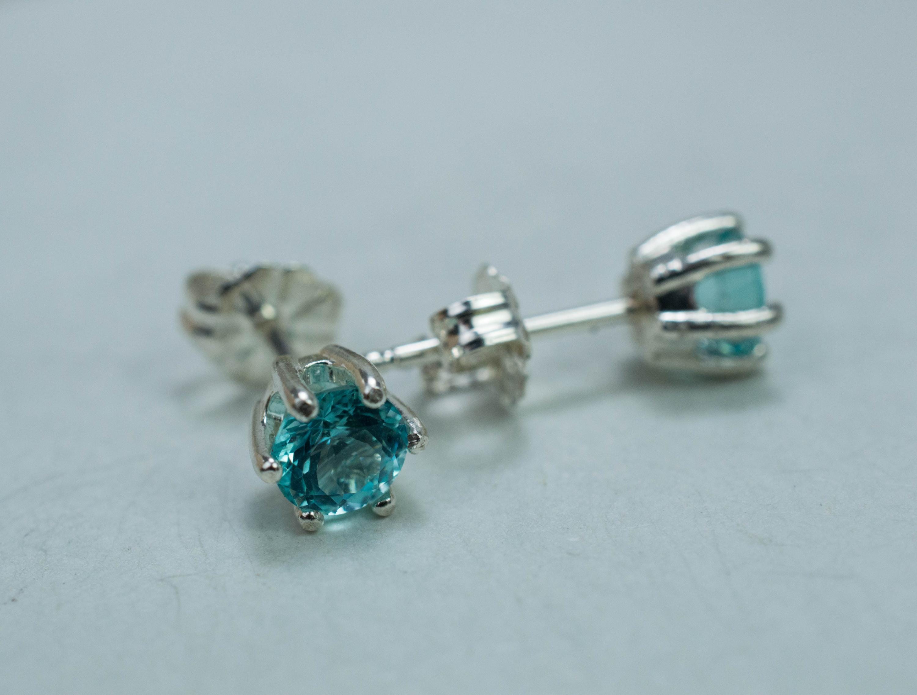 Blue Apatite Earrings; Natural Untreated Brazilian Apatite; 1.000cts - Mark Oliver Gems