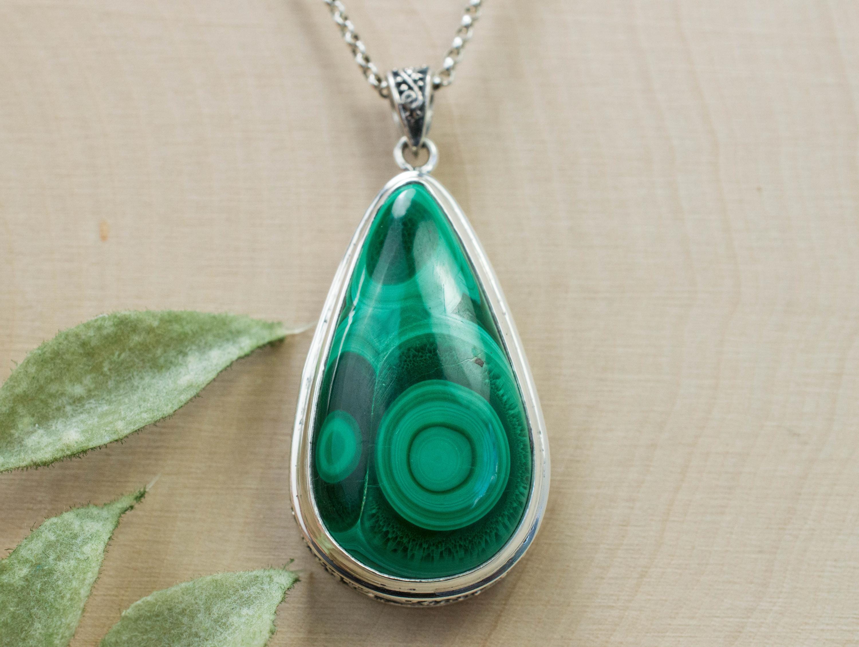 Malachite Pendant; Untreated Natural Congo Malachite - Mark Oliver Gems