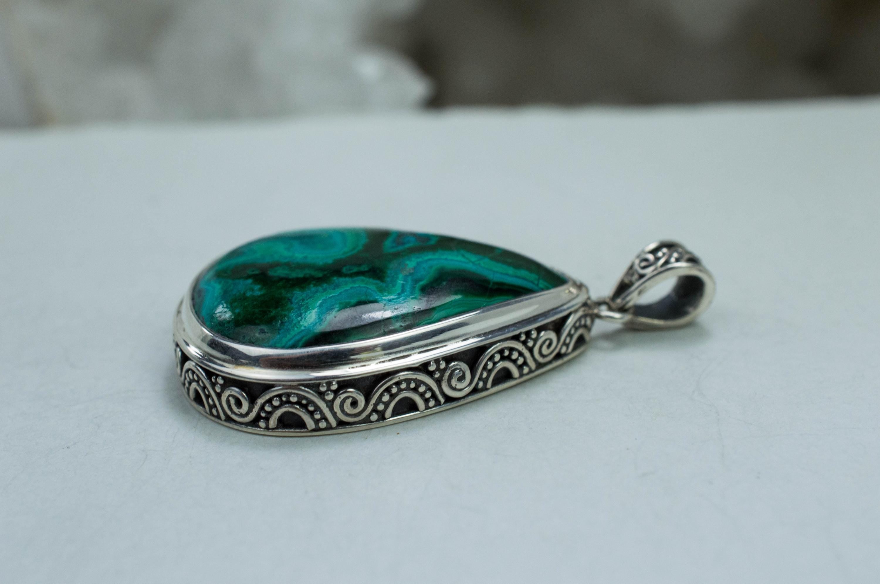Malachite Pendant; Untreated Genuine Congo Malachite - Mark Oliver Gems