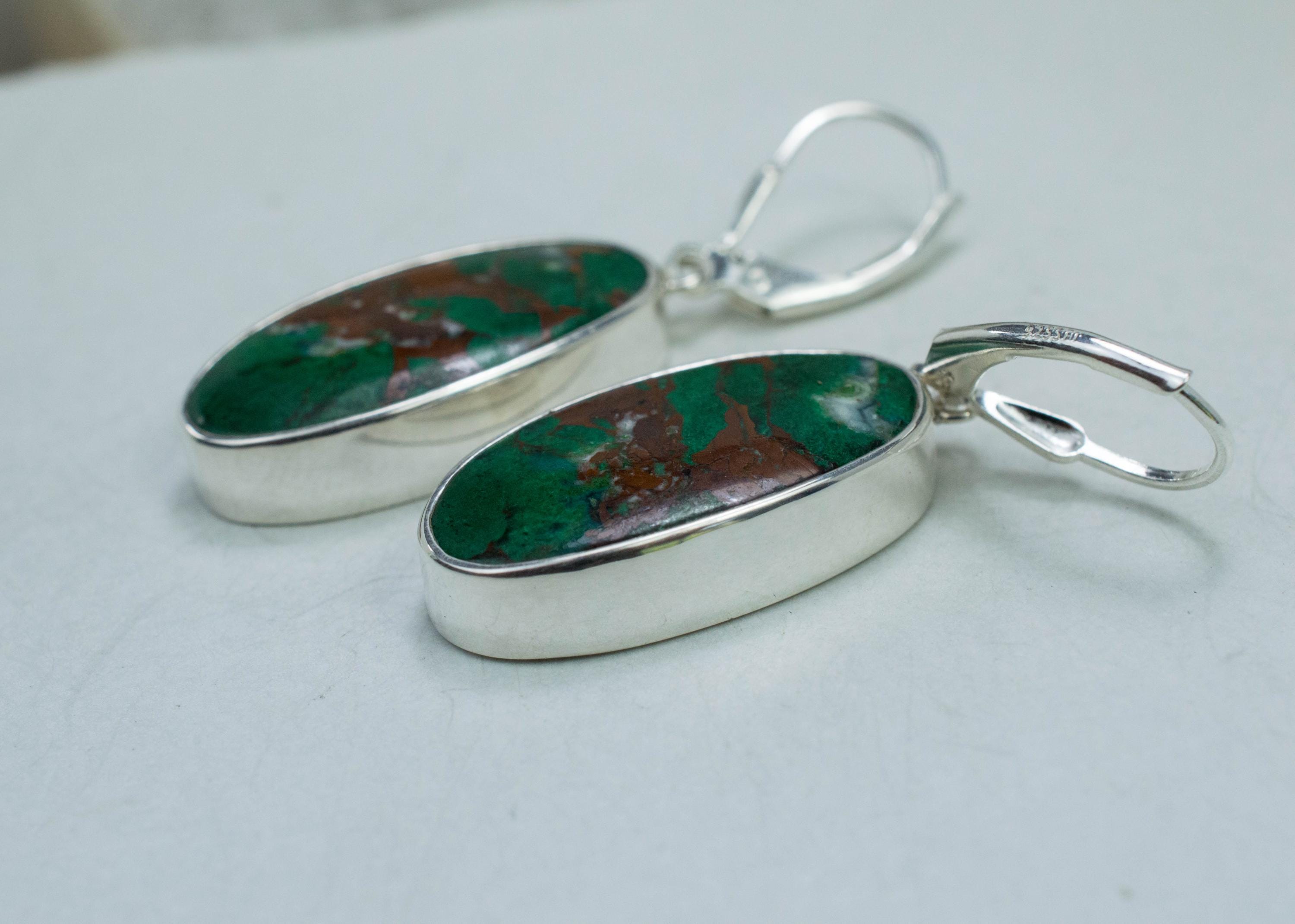 Malachite Earrings; Natural Untreated Australia Malachite - Mark Oliver Gems