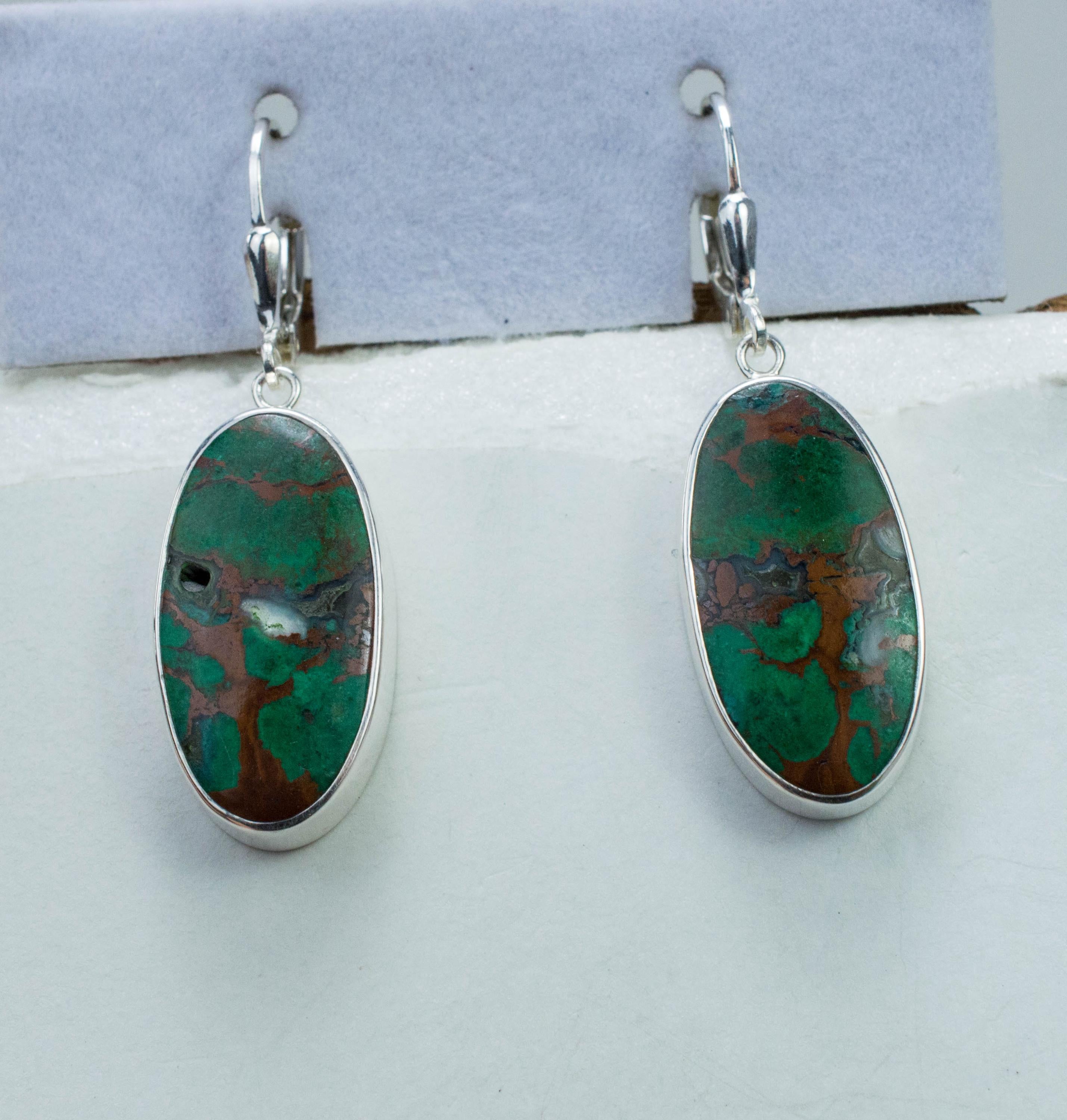 Malachite Earrings; Genuine Untreated Australian Malachite - Mark Oliver Gems