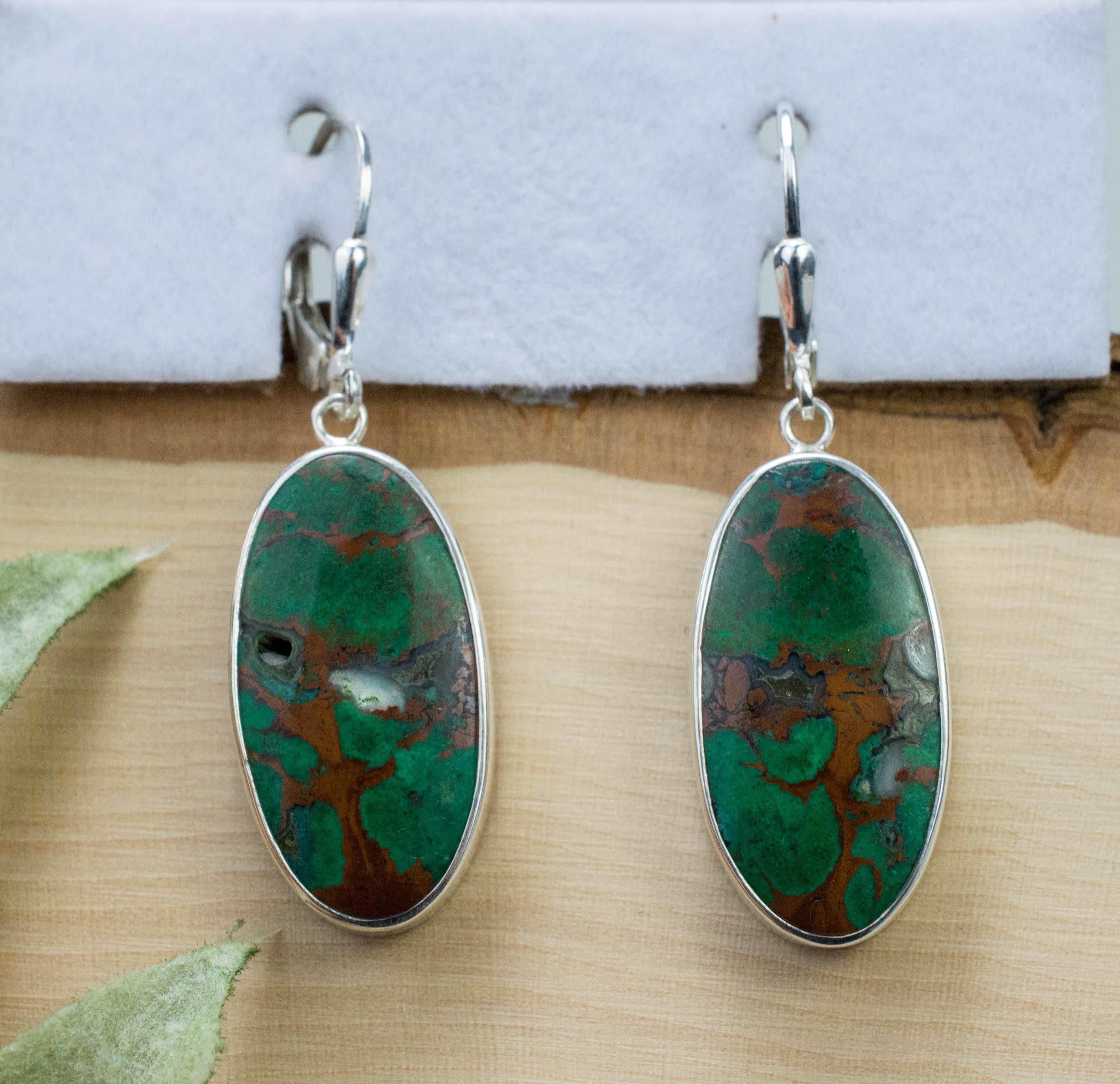 Malachite Earrings; Genuine Untreated Australian Malachite - Mark Oliver Gems