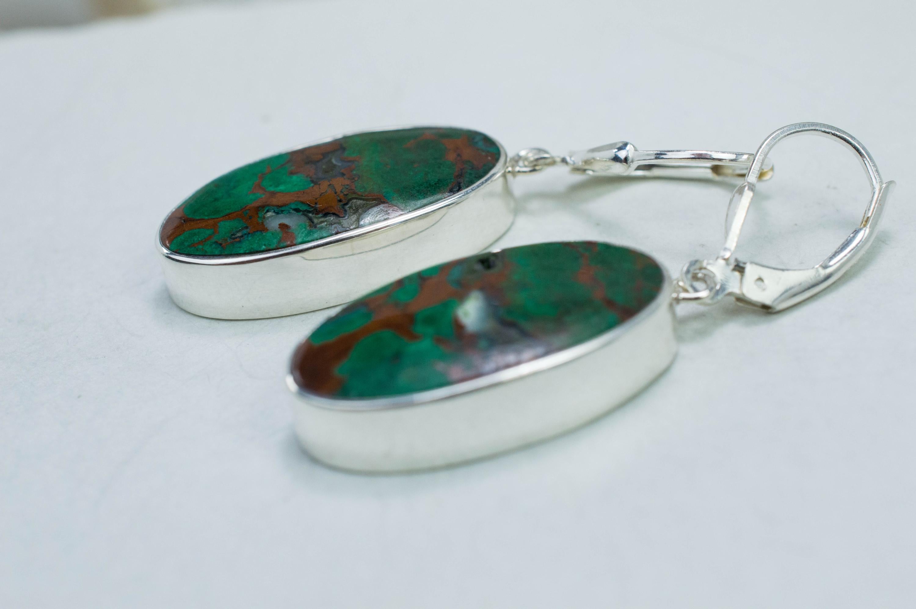 Malachite Earrings; Genuine Untreated Australian Malachite - Mark Oliver Gems