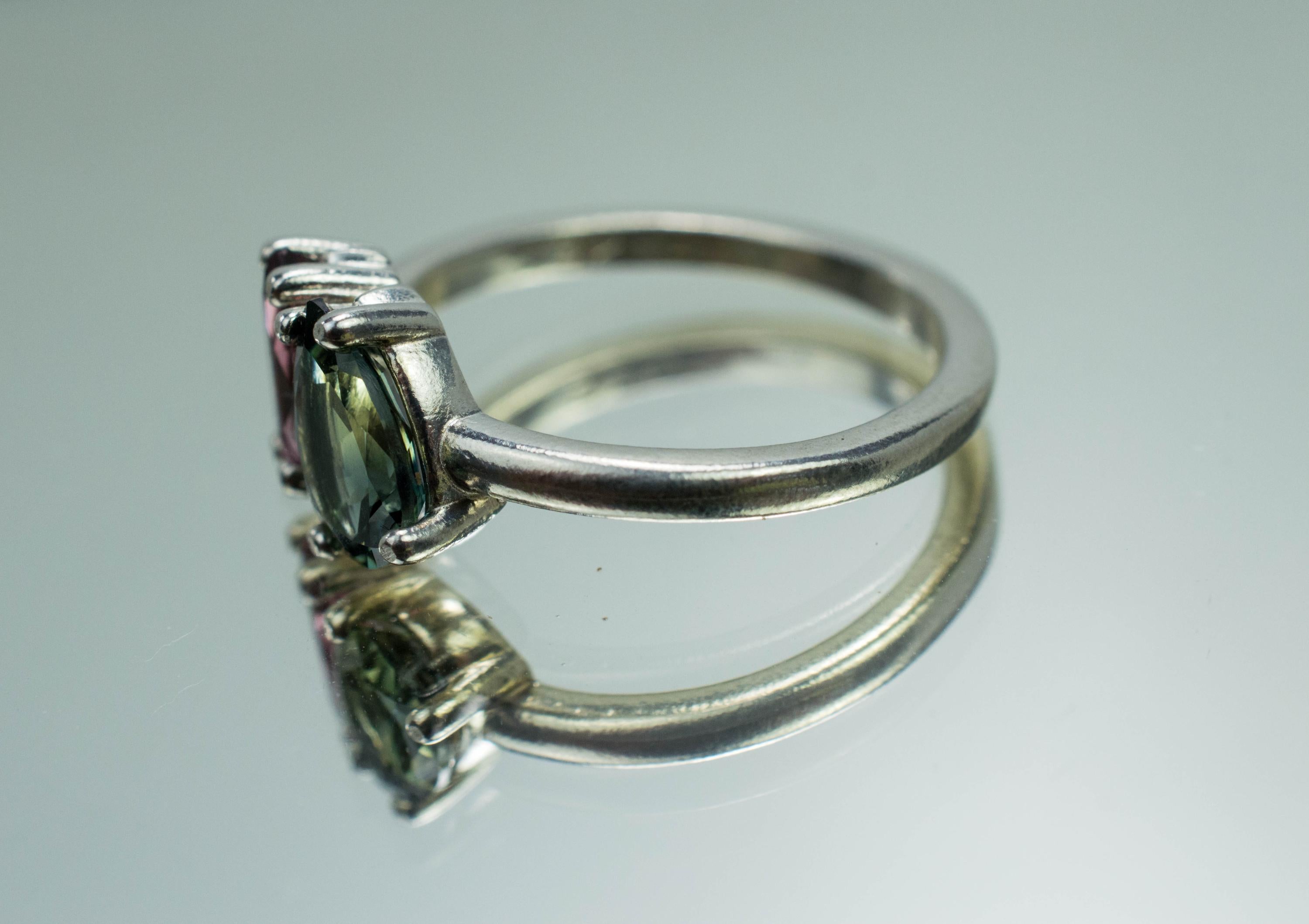 Parti Sapphire and Cranberry Garnet Ring, Genuine Untreated Bi-Colored Australia Sapphire and Tanzania Garnet - Mark Oliver Gems